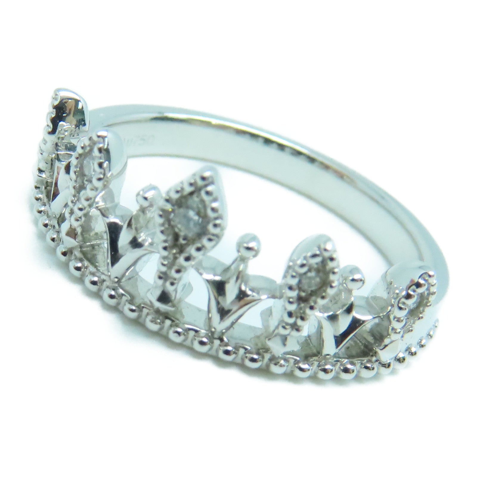 JEWELRY 18K White Gold Diamond Ring 0.03ct Diamond Ring US#5