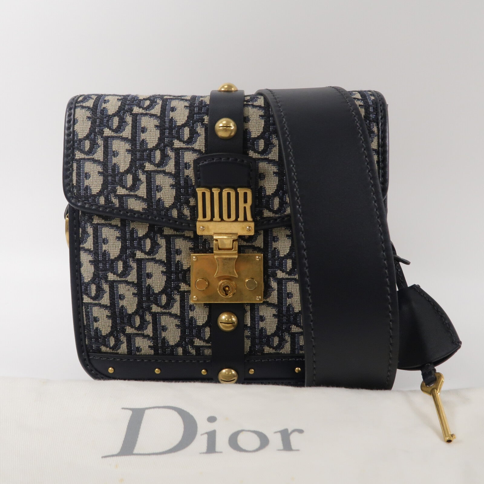 Dior 帆布Oblique Square Dior Addict Flap Bag肩背袋