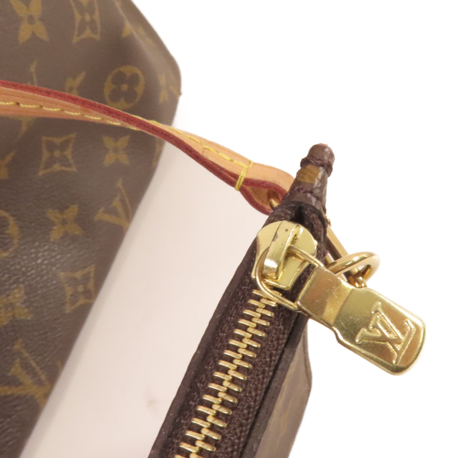 LOUIS VUITTON Monogram Neverfull MM Tote Bag金扣肩背袋啡色/酒紅色