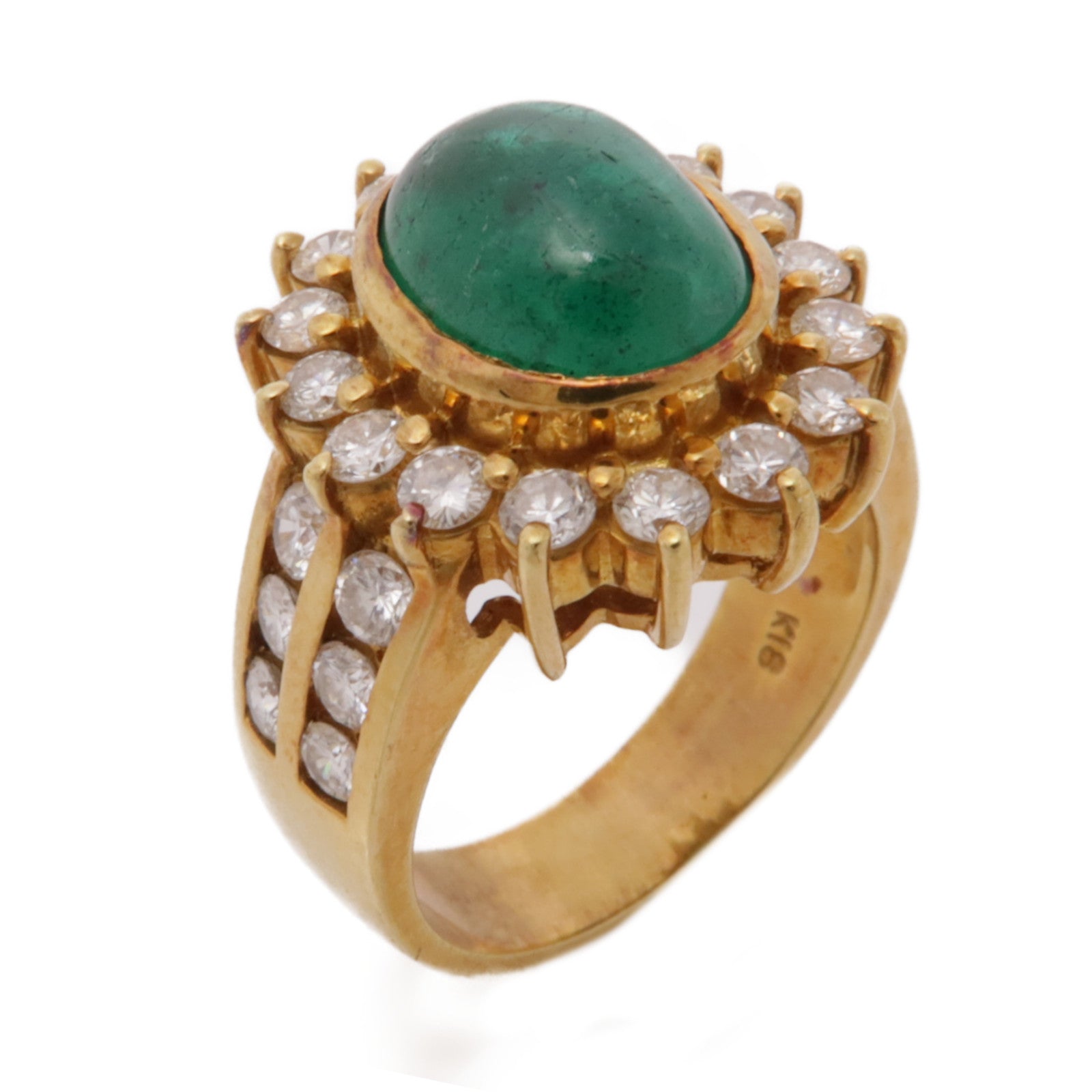 JEWELRY 【激減優惠】18K黃金Emerald Ring綠寶石/鑽石戒指US#6.25