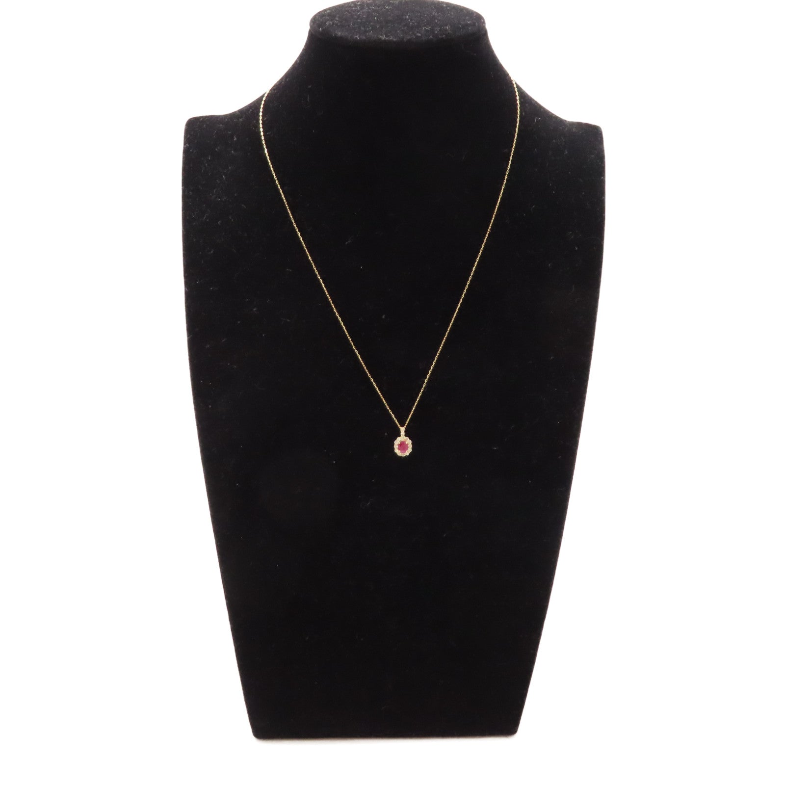 JEWELRY 18K黃金Ruby Diamond Necklace 0.54ct紅寶石/0.26ct鑽石項鍊