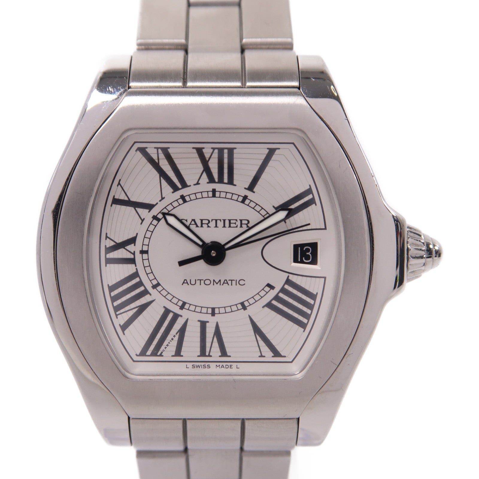 CARTIER Roadster不鏽鋼手錶自動機芯銀色