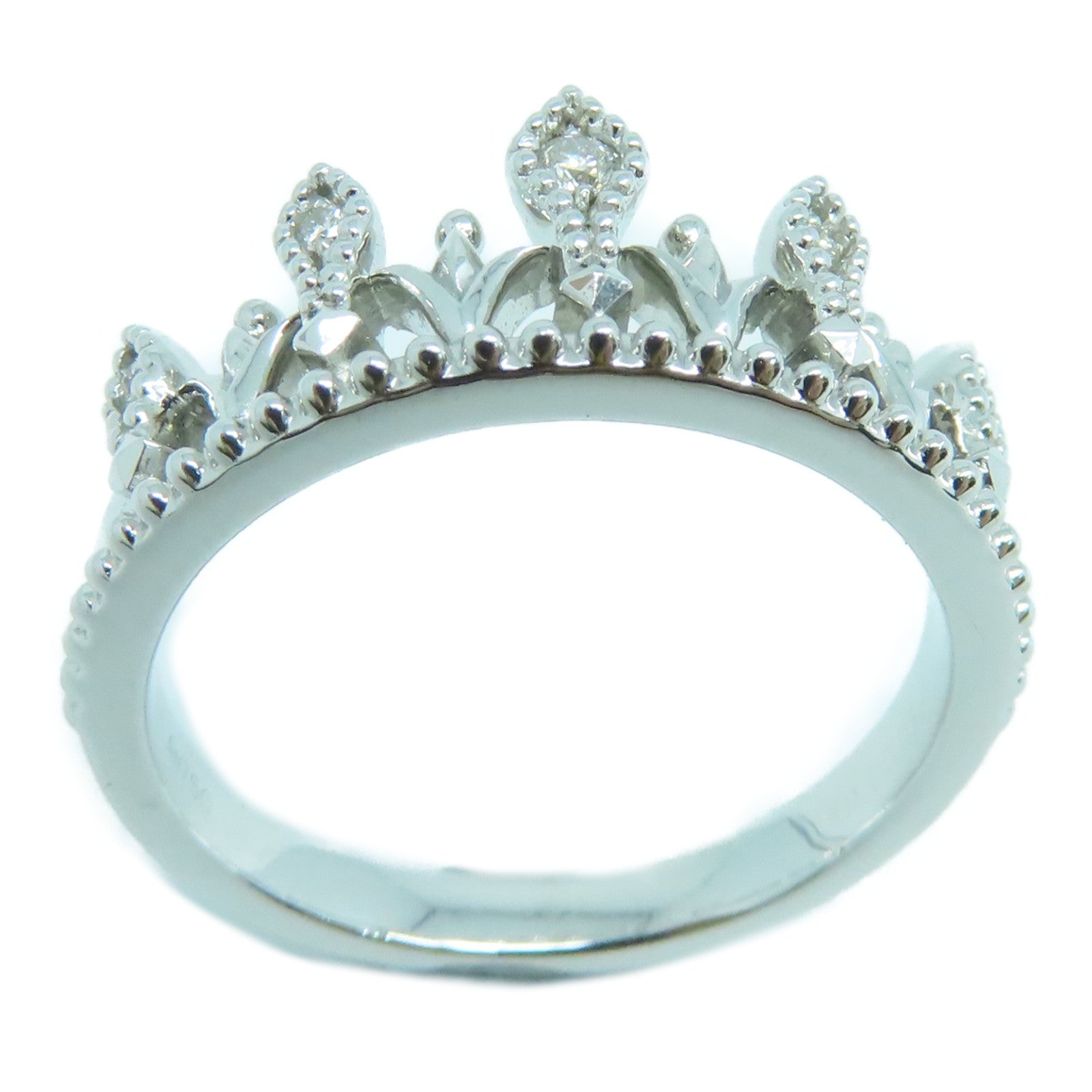 JEWELRY 18K White Gold Diamond Ring 0.03ct Diamond Ring US#5