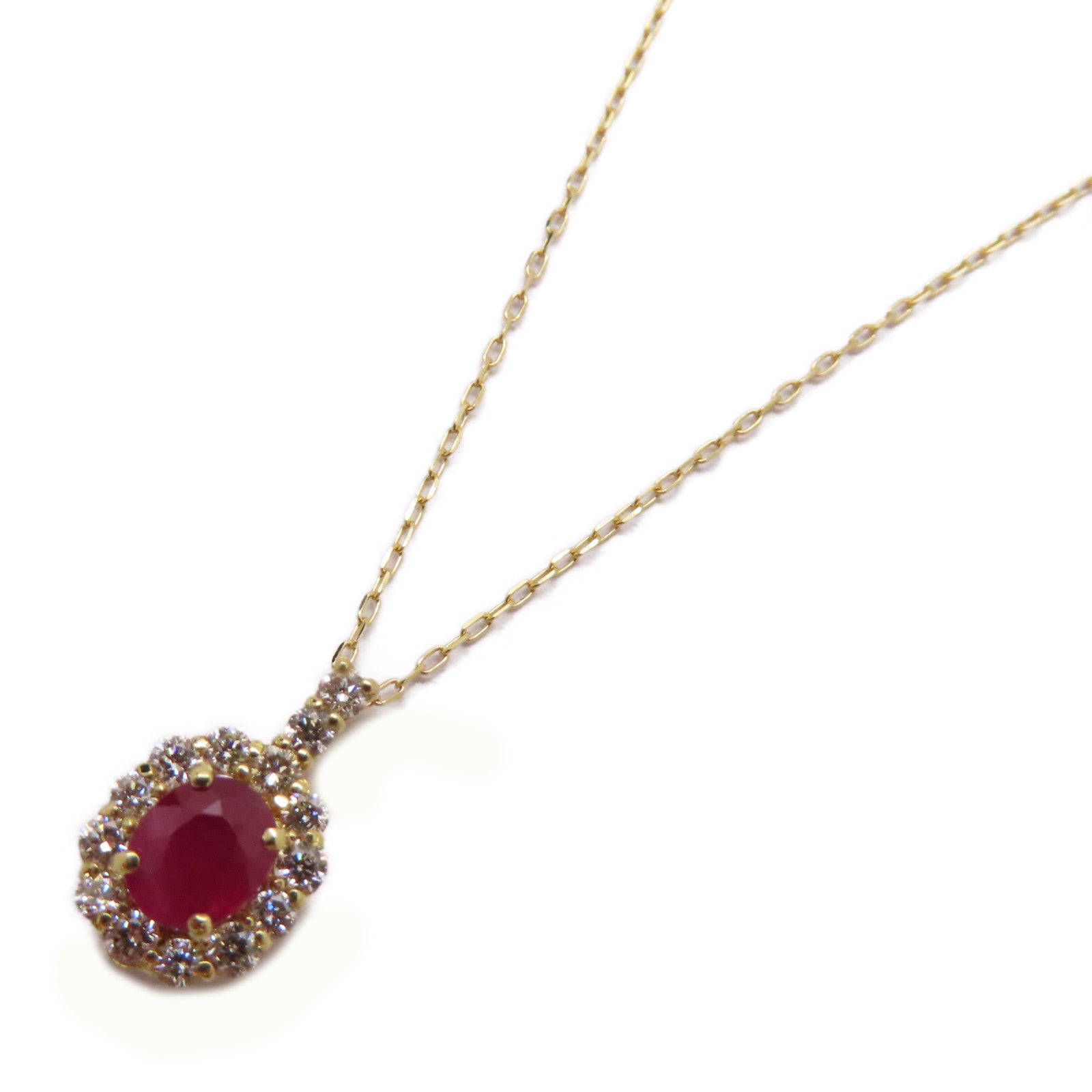 JEWELRY 18K黃金Ruby Diamond Necklace 0.54ct紅寶石/0.26ct鑽石項鍊