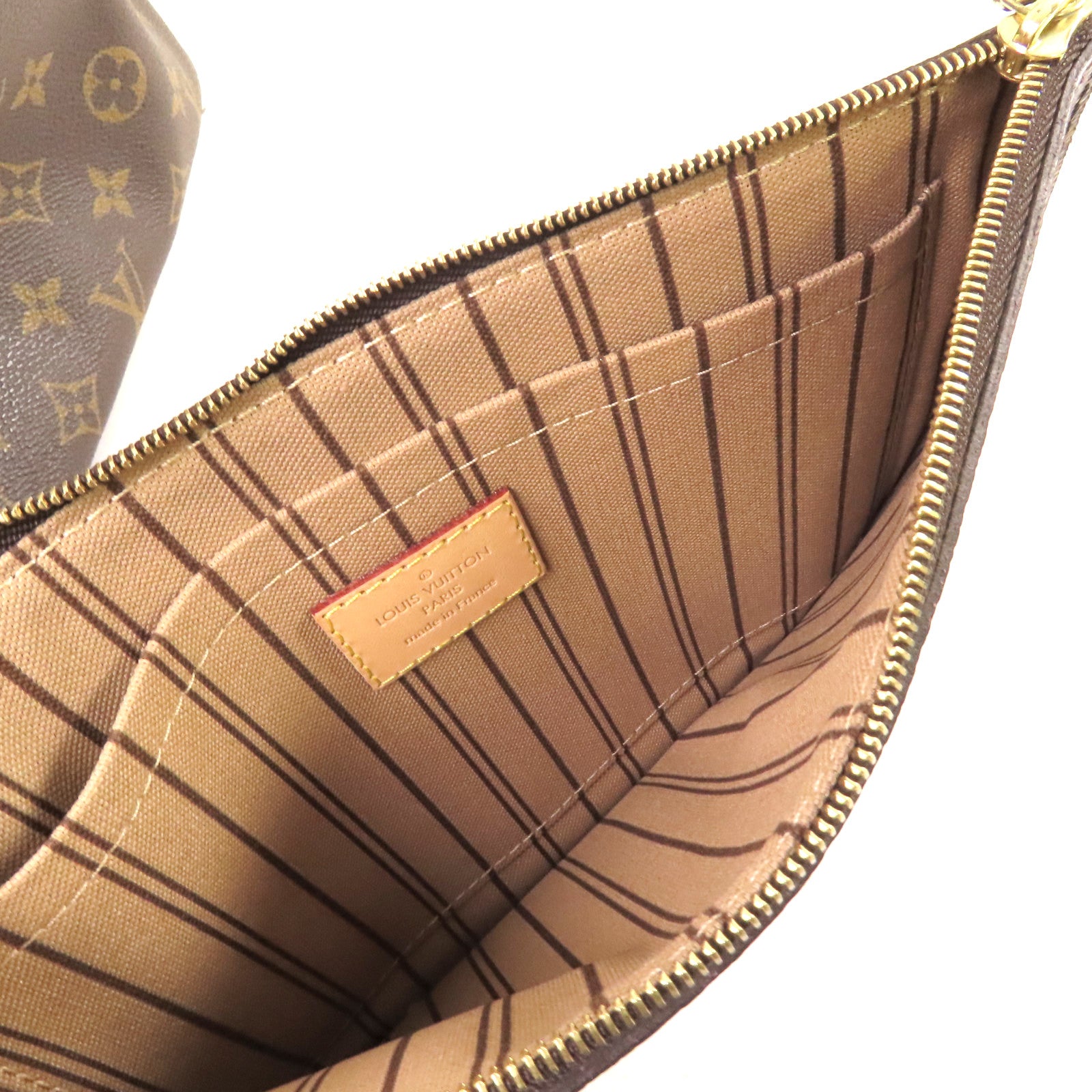 LOUIS VUITTON Monogram Neverfull MM Tote Bag金扣肩背袋啡色/酒紅色