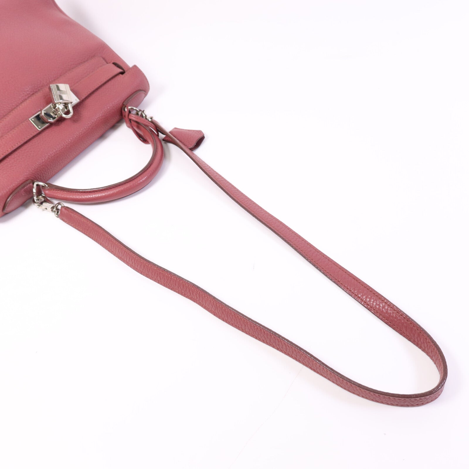 HERMES Togo皮革Kelly 28銀扣手挽肩背兩用袋Bois de Rose