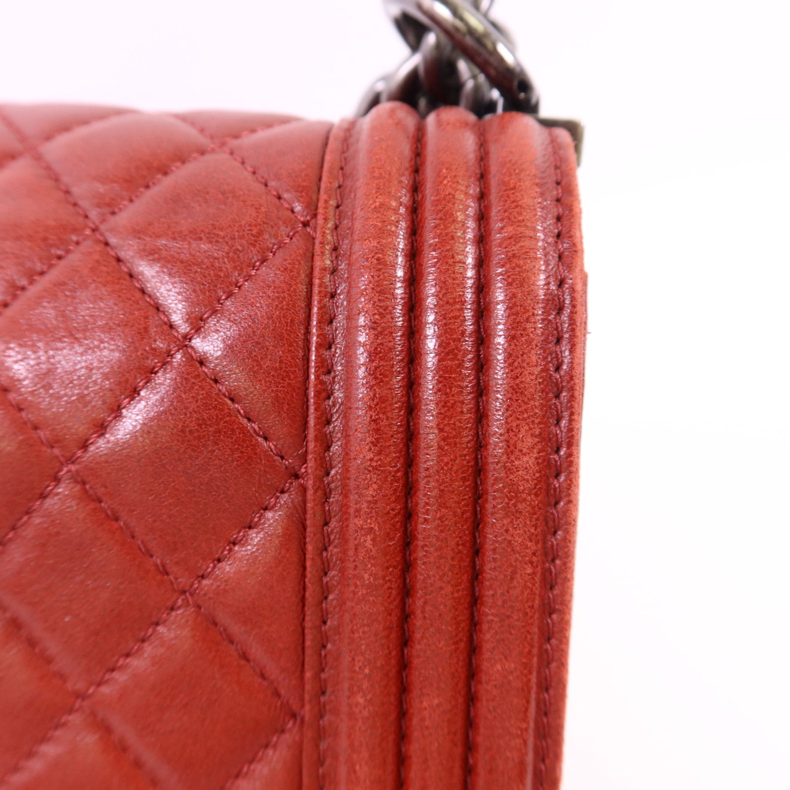 CHANEL 羊皮皮革Boy 25銀扣鏈帶肩背袋