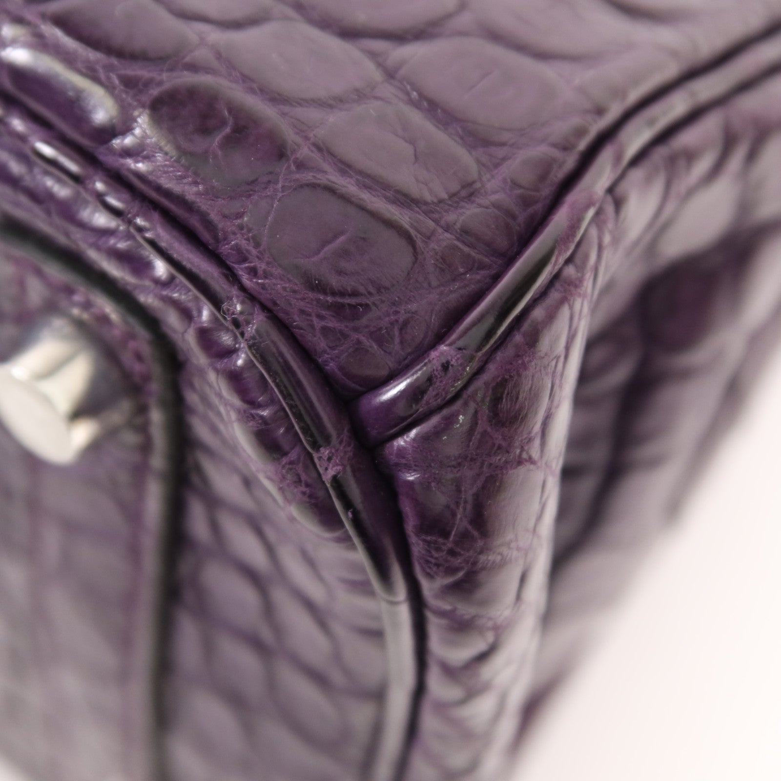 HERMES 【激減優惠】鱷魚皮革Birkin 30銀扣手挽袋Amethyst