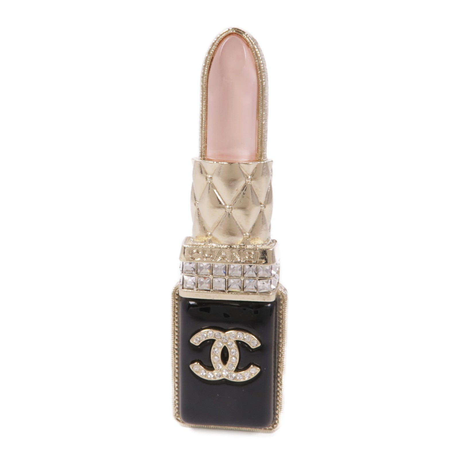 CHANEL CC Brooch Metal Gold Pink Black