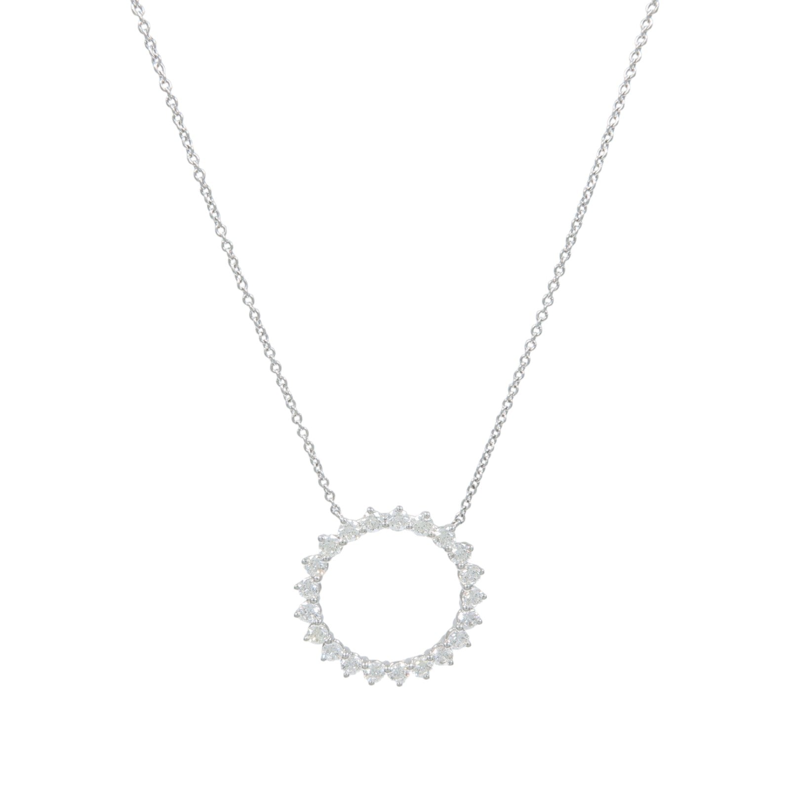 TIFFANY＆CO PT950鉑金Open Circle Necklace鑽石項鍊