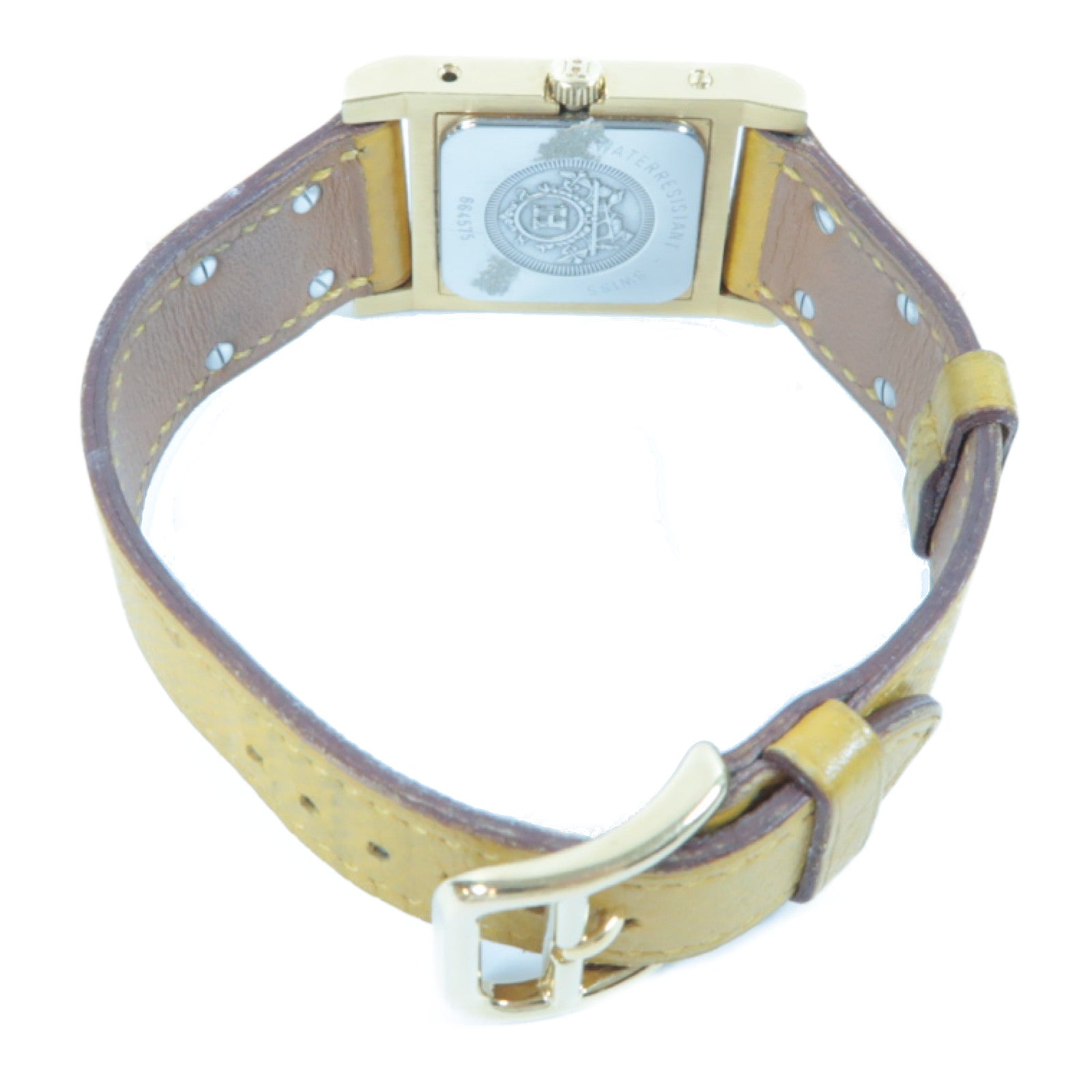 HERMES 【激減優惠】Medor Watch不鏽鋼/皮革手錶石英機芯白色/黃色