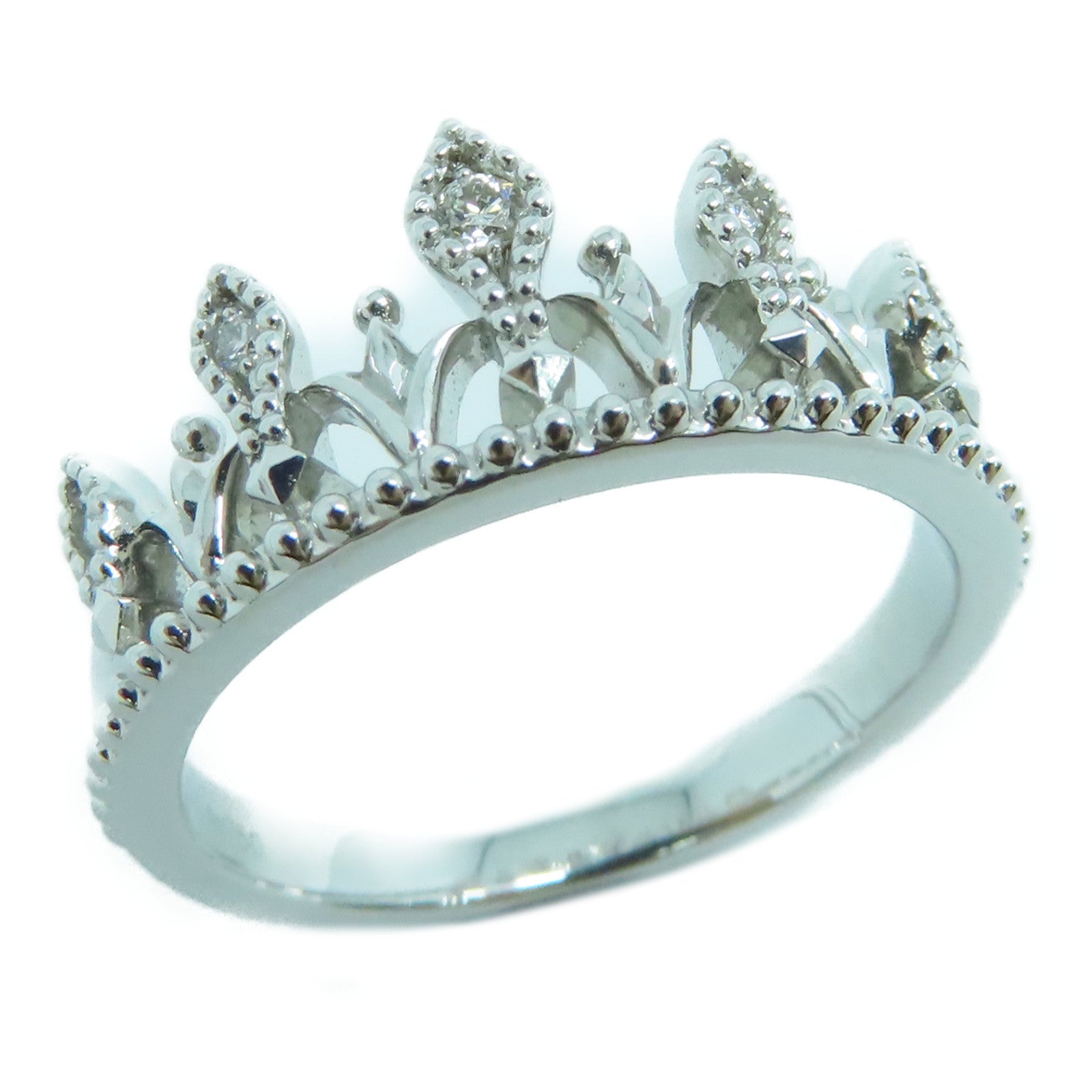 JEWELRY 18K White Gold Diamond Ring 0.03ct Diamond Ring US#5