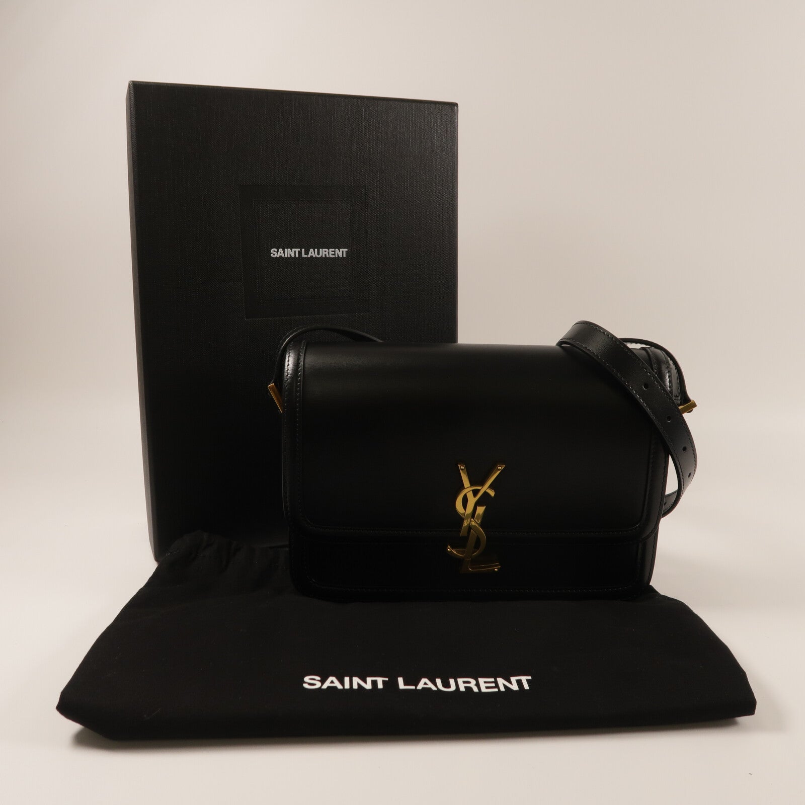 SAINT LAURENT 牛皮皮革Solferino Box金扣肩背袋