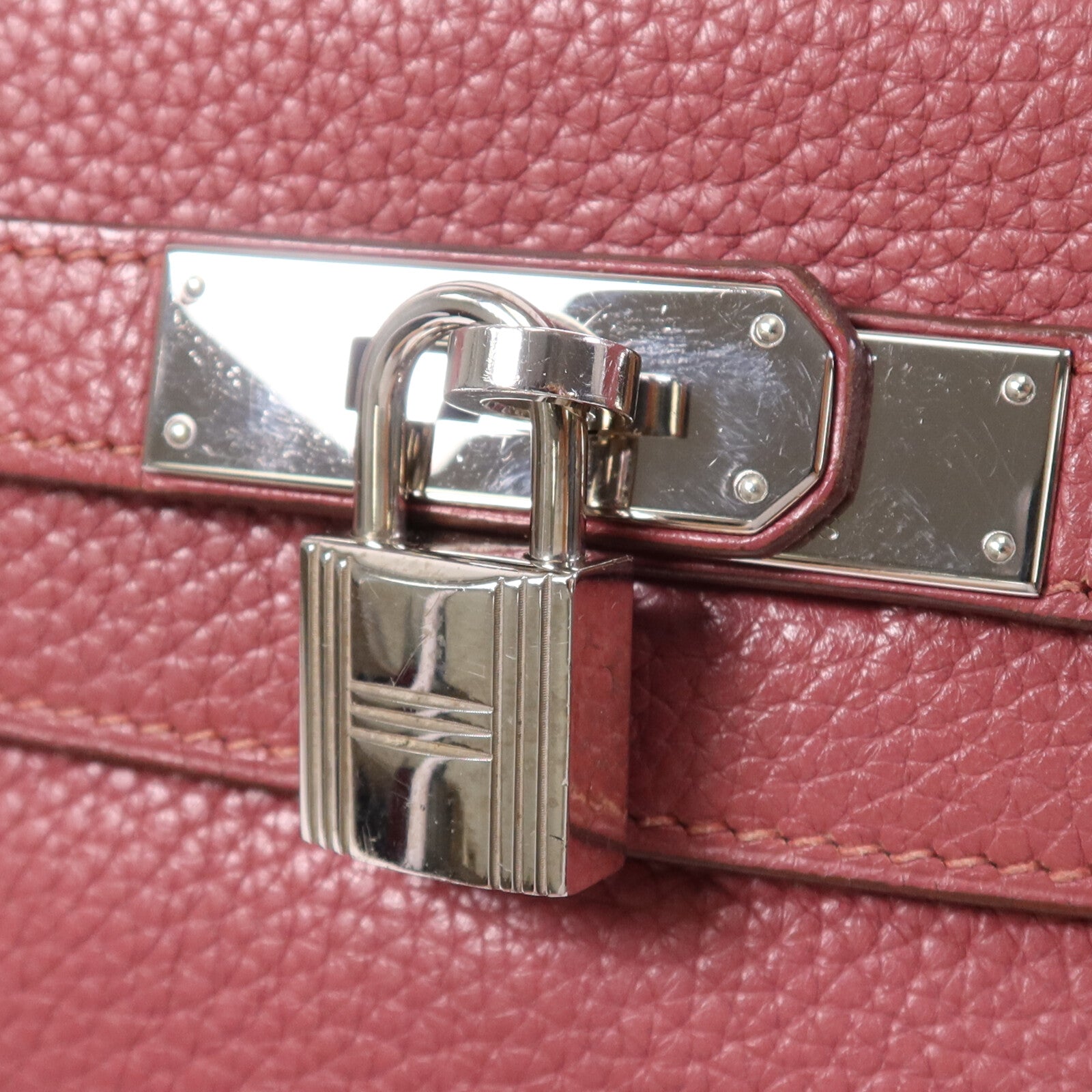 HERMES Togo皮革Kelly 28銀扣手挽肩背兩用袋Bois de Rose