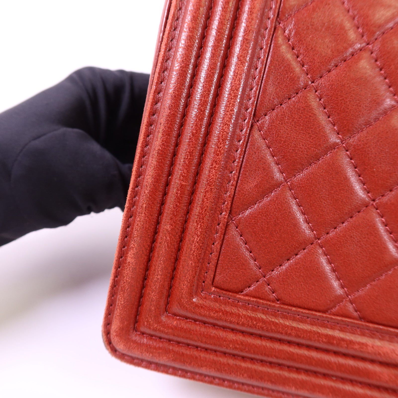 CHANEL 羊皮皮革Boy 25銀扣鏈帶肩背袋