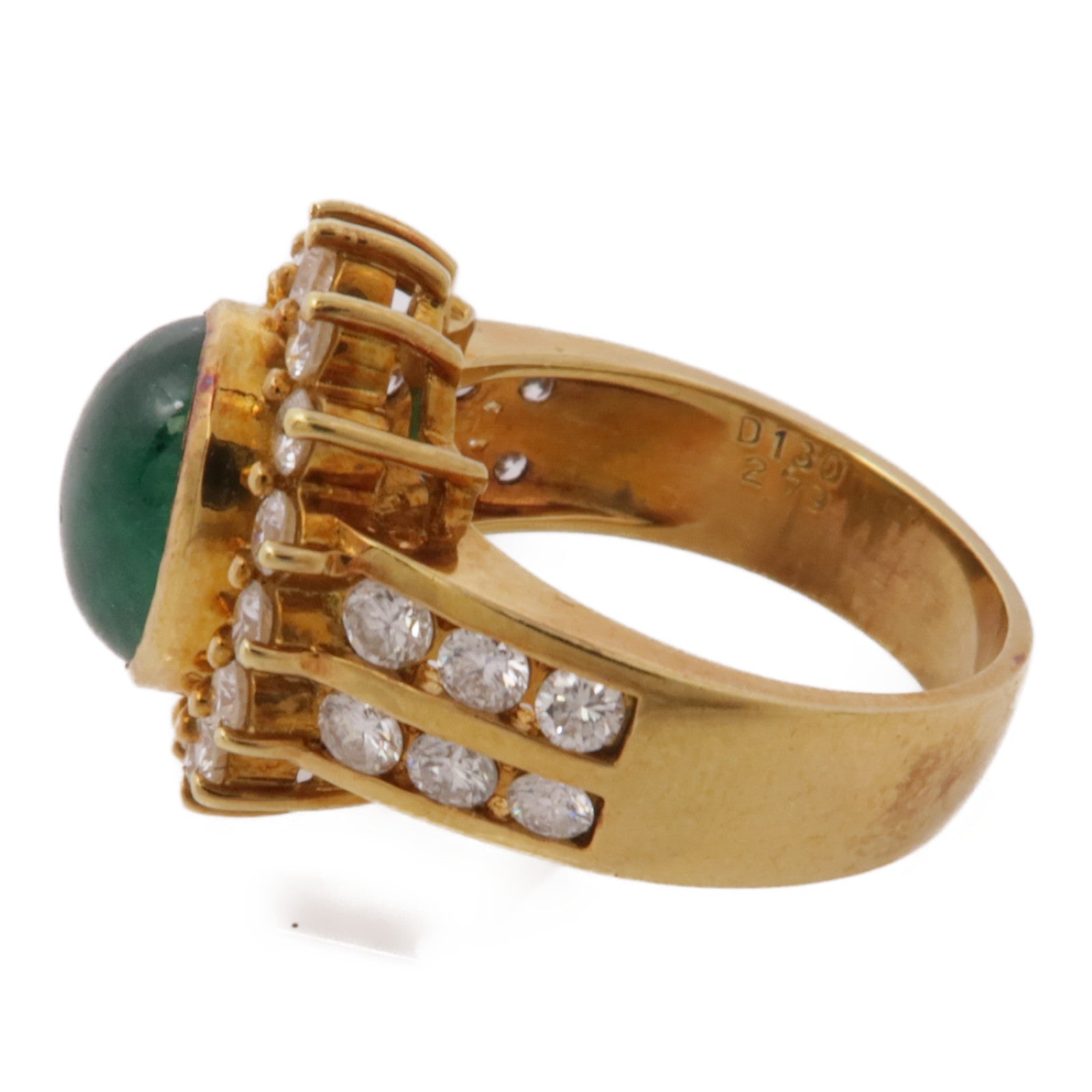 JEWELRY 【激減優惠】18K黃金Emerald Ring綠寶石/鑽石戒指US#6.25