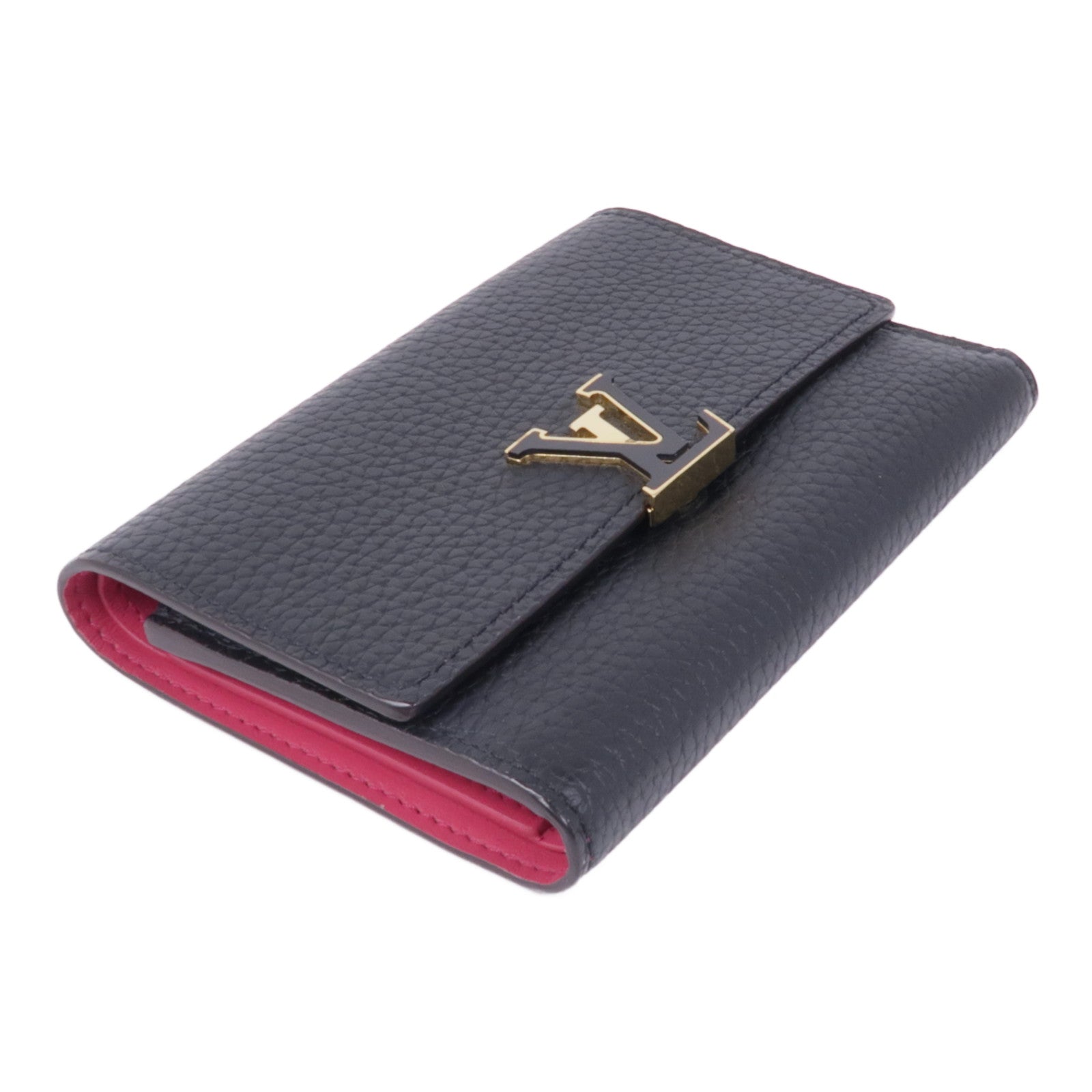 LOUIS VUITTON 【激減優惠】牛皮皮革Capucines Compact Wallet金扣錢包