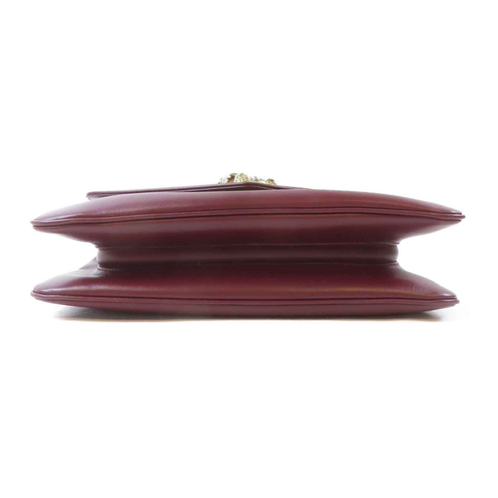 GUCCI 【激減優惠】牛皮皮革Rajah Medium Shoulder Bag金扣鏈帶肩背袋深紅色