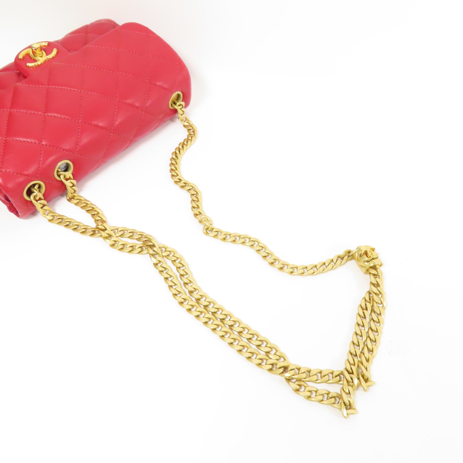 CHANEL 羊皮皮革Chain Shoulder金扣鏈帶肩背袋