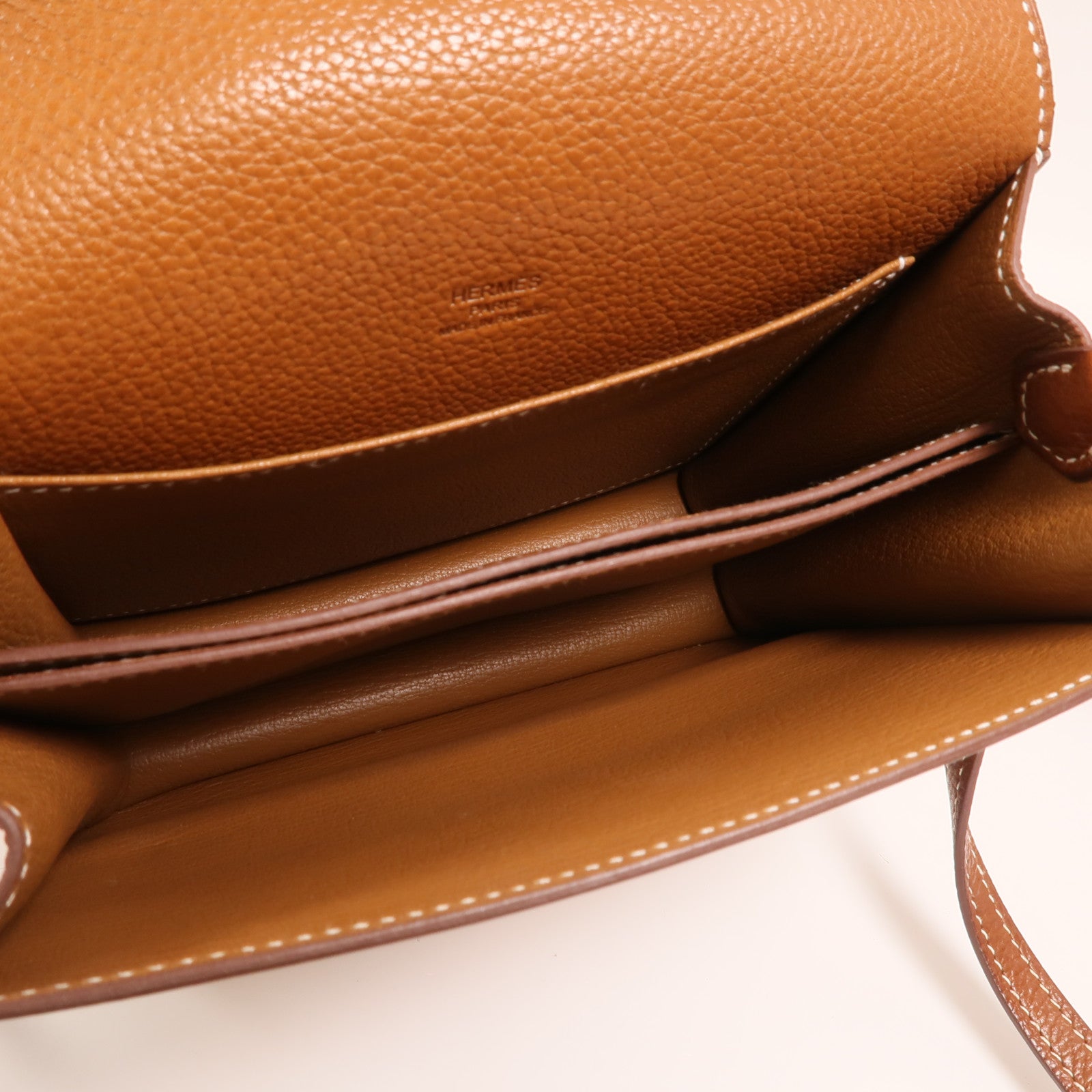 HERMES Barenia皮革Mini Roulis金扣肩背袋Gold