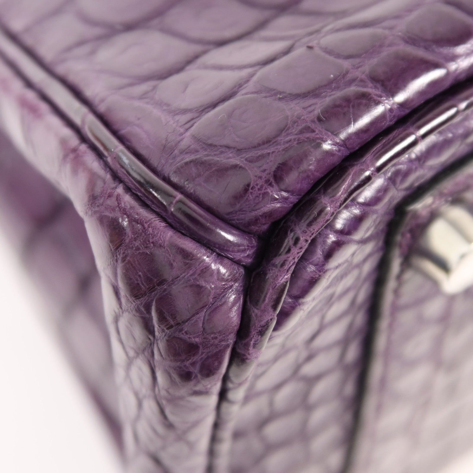HERMES 鱷魚皮革Birkin 30銀扣手挽袋Amethyst
