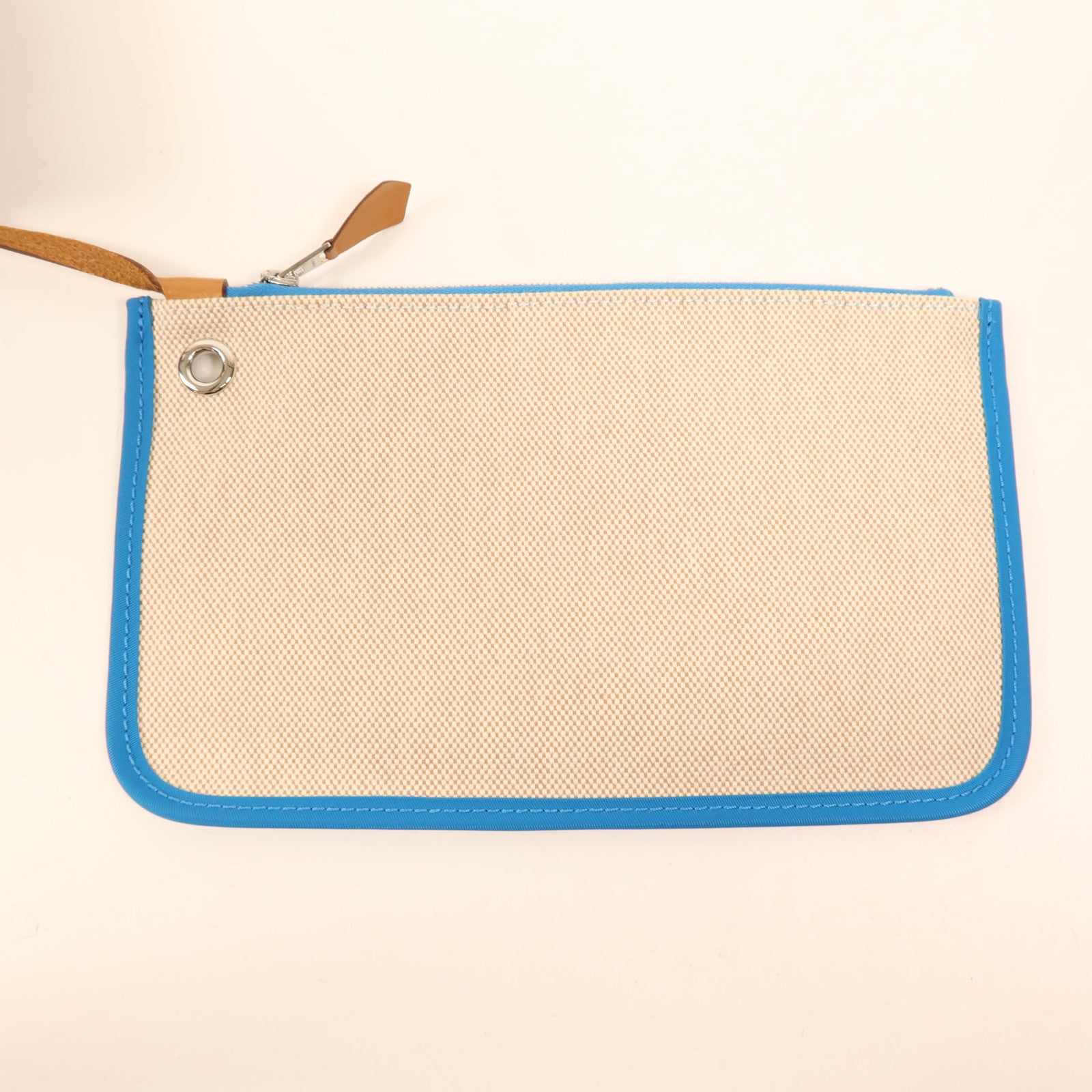 HERMES 塗層帆布Herbag PM銀扣手挽肩背兩用袋Bleu Izmir