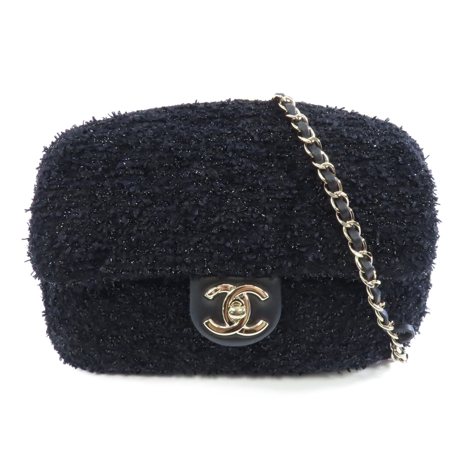 CHANEL 【激減優惠】花呢2 Way Shoulder Tote金扣手挽肩背兩用袋黑色