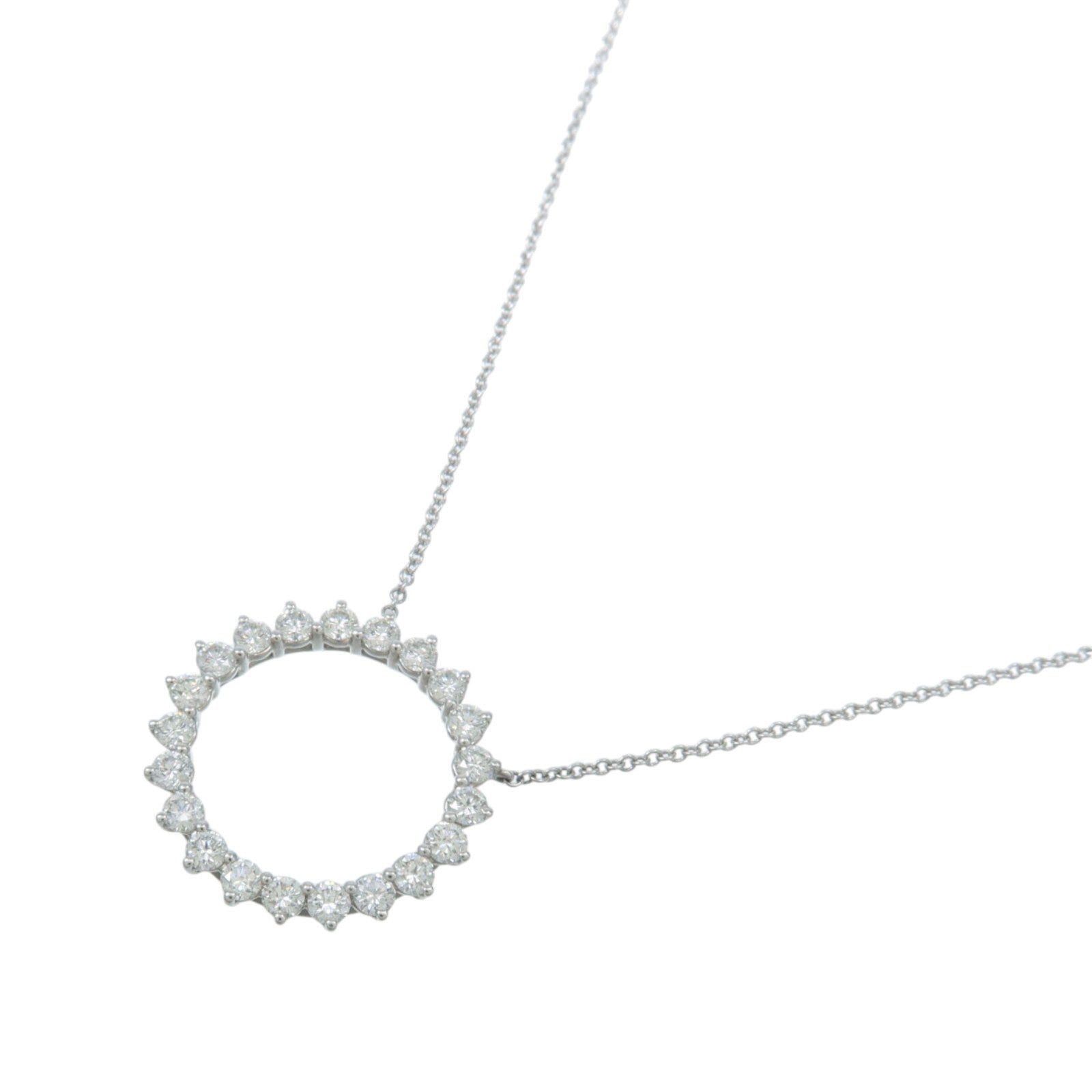 TIFFANY＆CO PT950鉑金Open Circle Necklace鑽石項鍊