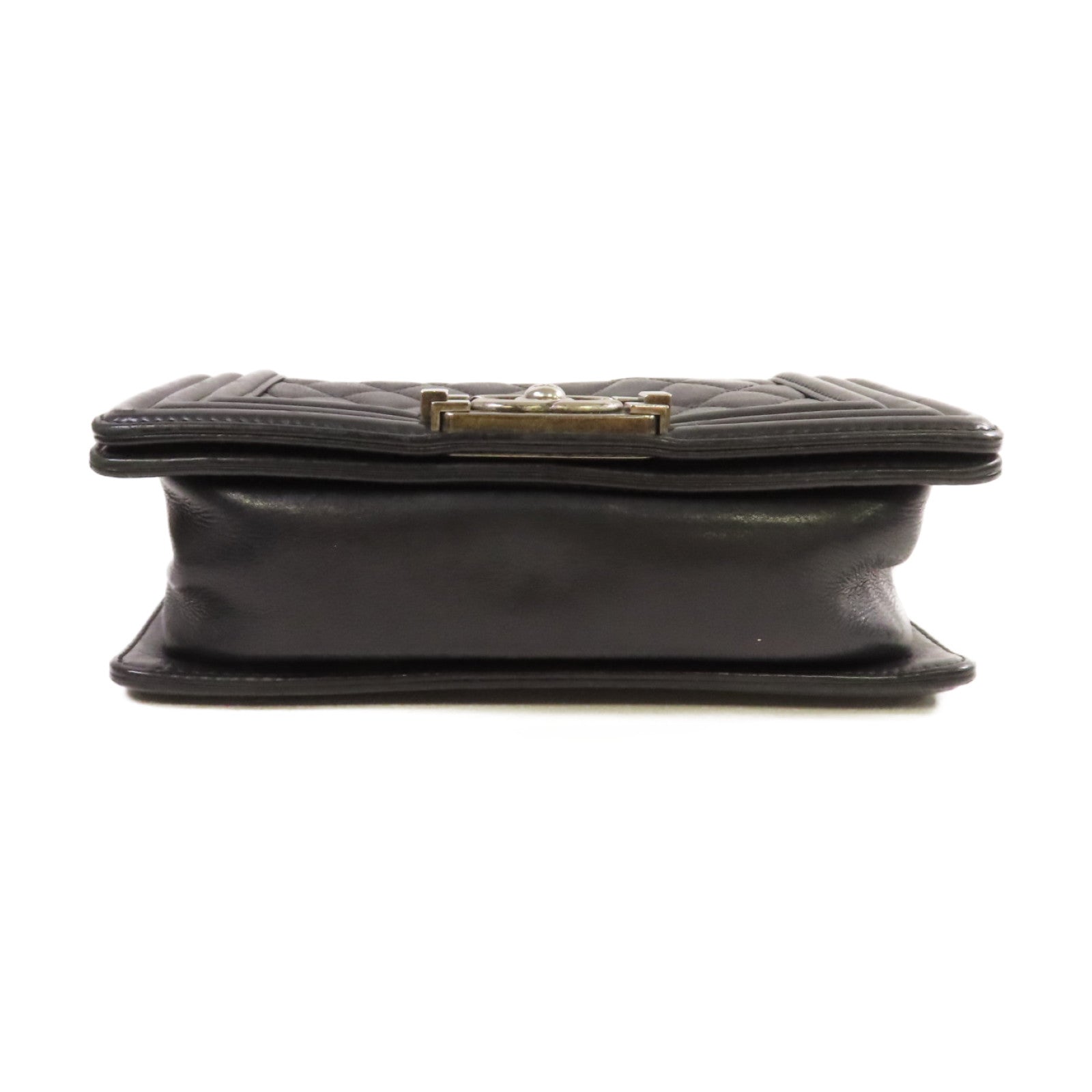 CHANEL 菱格牛皮皮革Boy Chanel 20 Chain Shoulder Bag銀扣鏈帶肩背袋黑色
