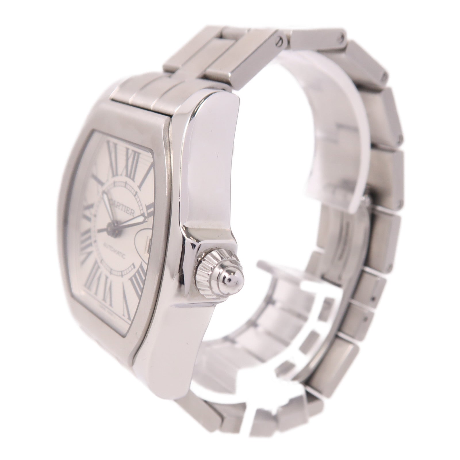 CARTIER Roadster不鏽鋼手錶自動機芯銀色
