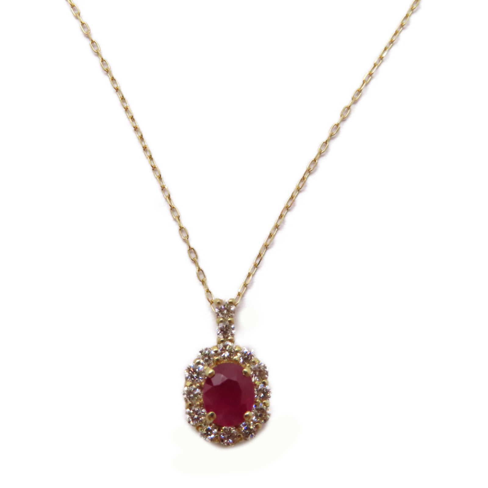 JEWELRY 18K黃金Ruby Diamond Necklace 0.54ct紅寶石/0.26ct鑽石項鍊