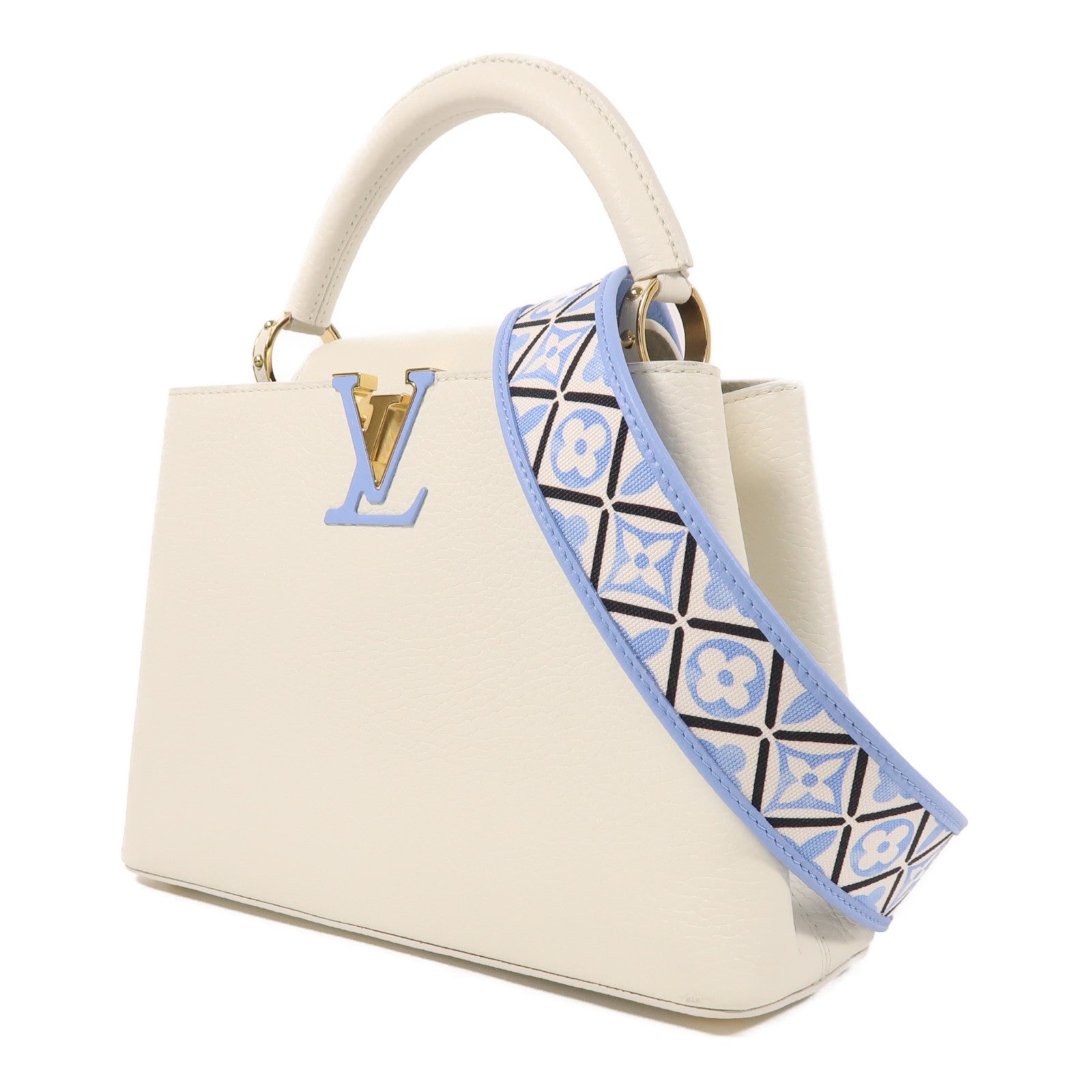 LOUIS VUITTON Taurillon Capucines BB金扣手挽肩背兩用袋