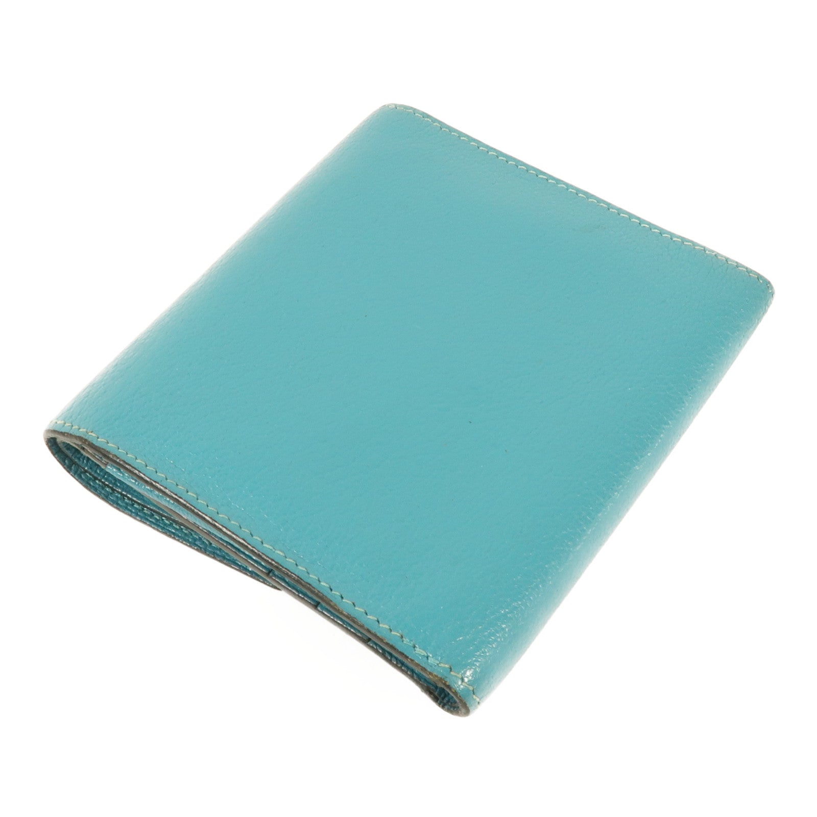 HERMES Chevre皮革Buckle Wallet銀扣錢包Bleu Paon