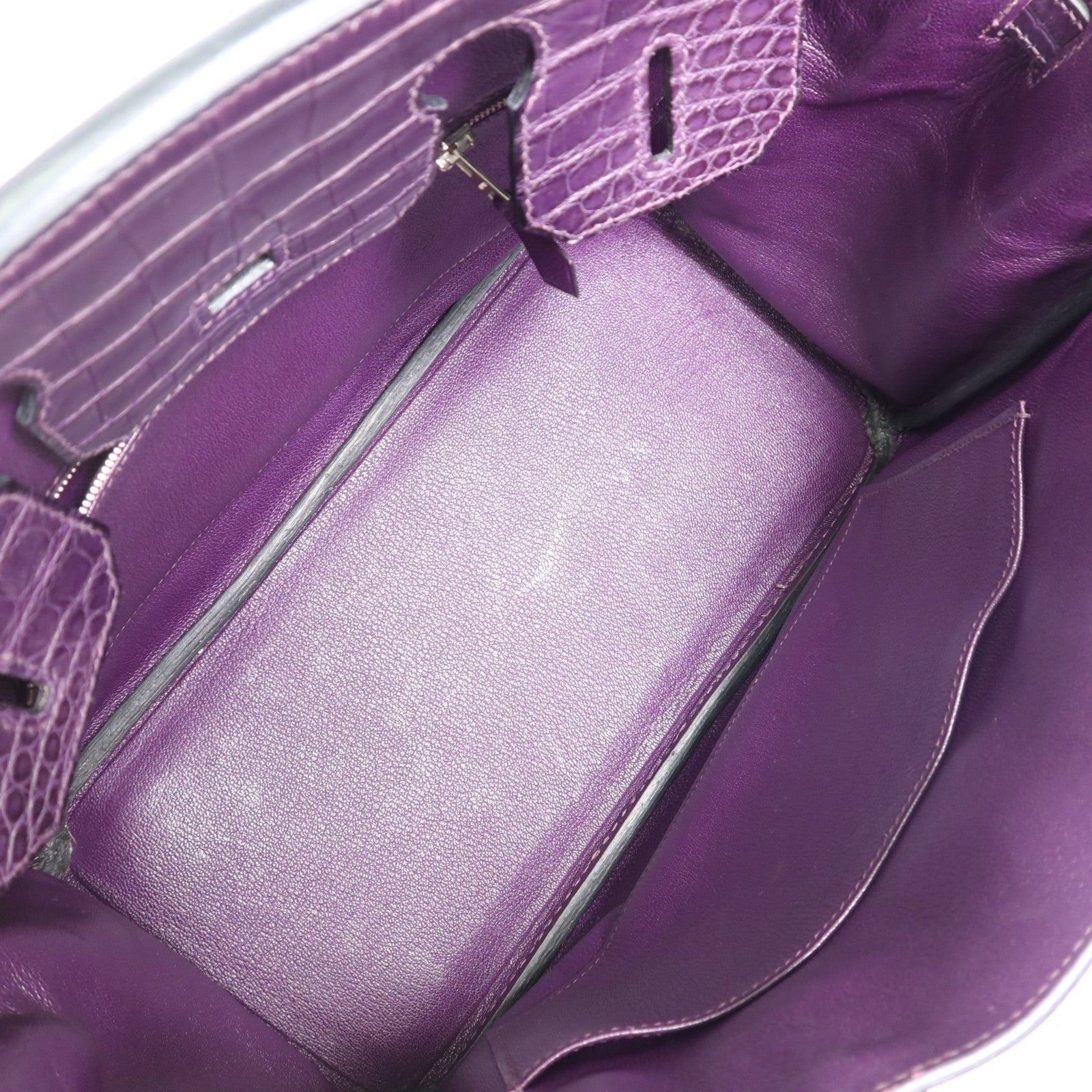 HERMES 鱷魚皮革Birkin 30銀扣手挽袋Amethyst
