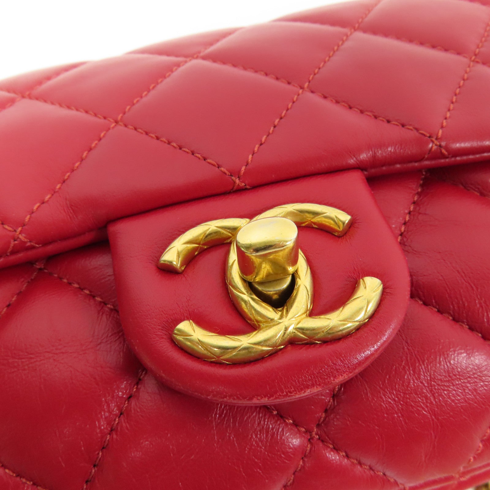 CHANEL 羊皮皮革Chain Shoulder金扣鏈帶肩背袋