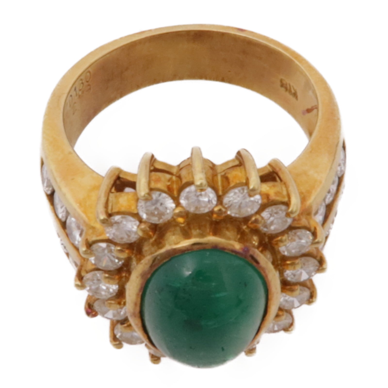 JEWELRY 【激減優惠】18K黃金Emerald Ring綠寶石/鑽石戒指US#6.25