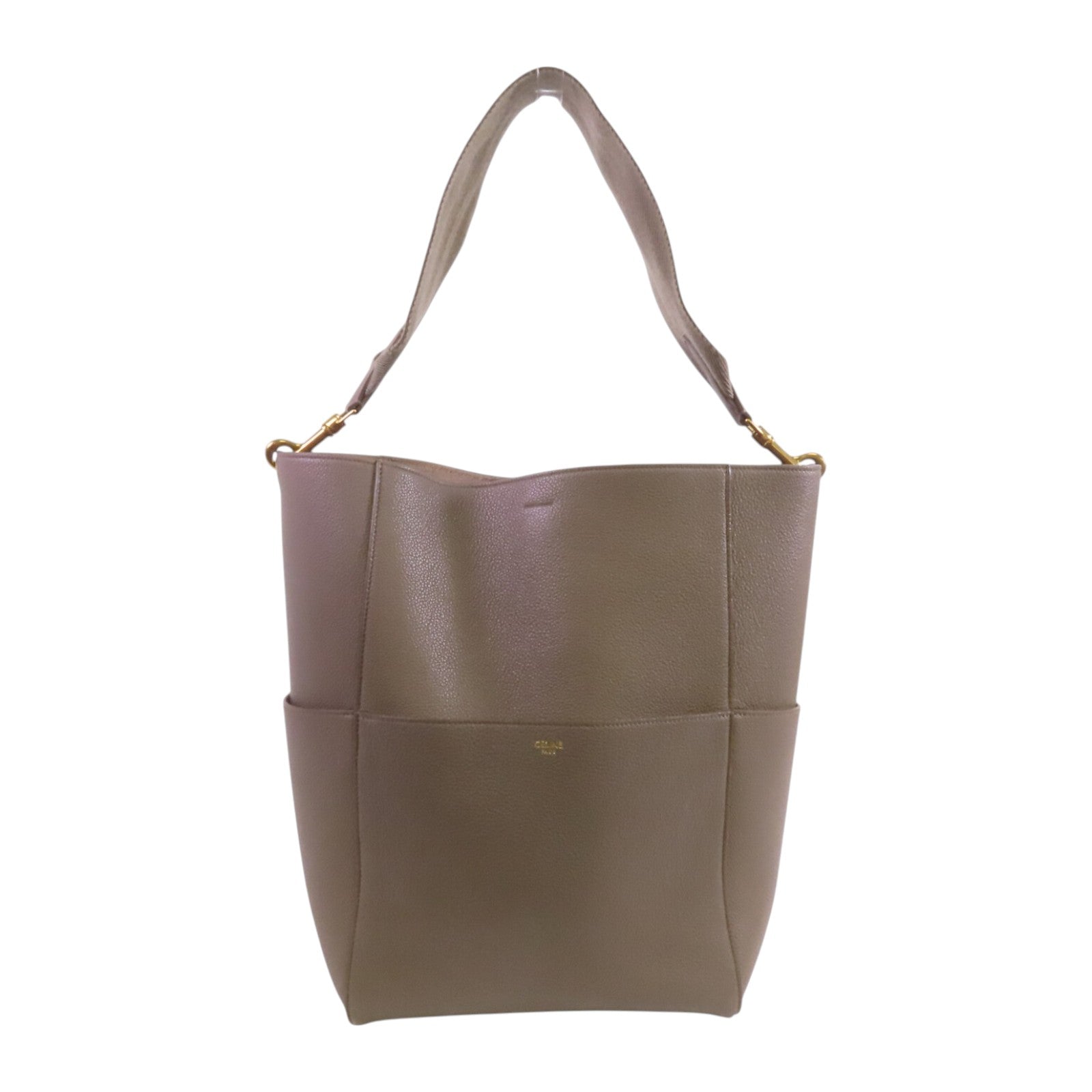 CELINE 牛皮皮革Sangle Bucket Bag金扣肩背袋