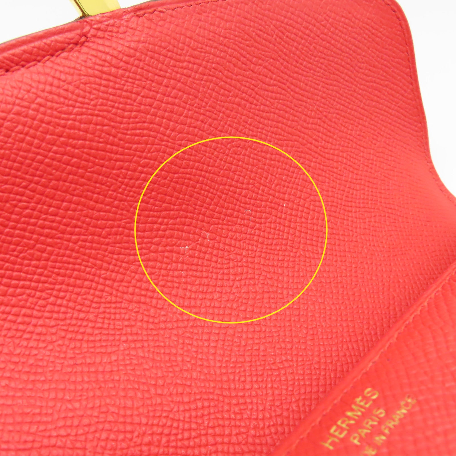 HERMES Epsom皮革Cherche Midi 22 Clutch Bag金扣手拿包Rouge Tomate番茄紅色