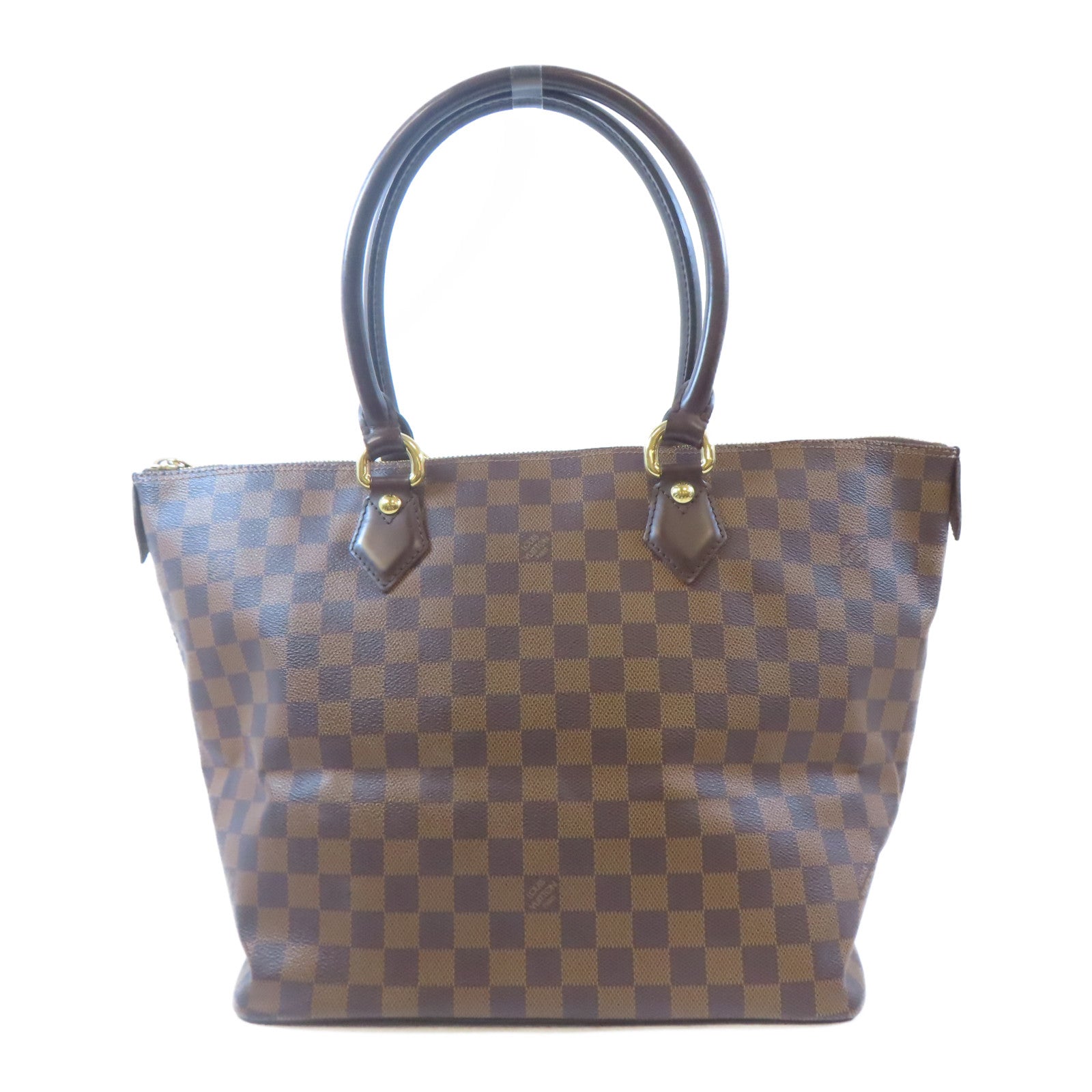 LOUIS VUITTON Damier Saleya MM金扣肩背袋啡色
