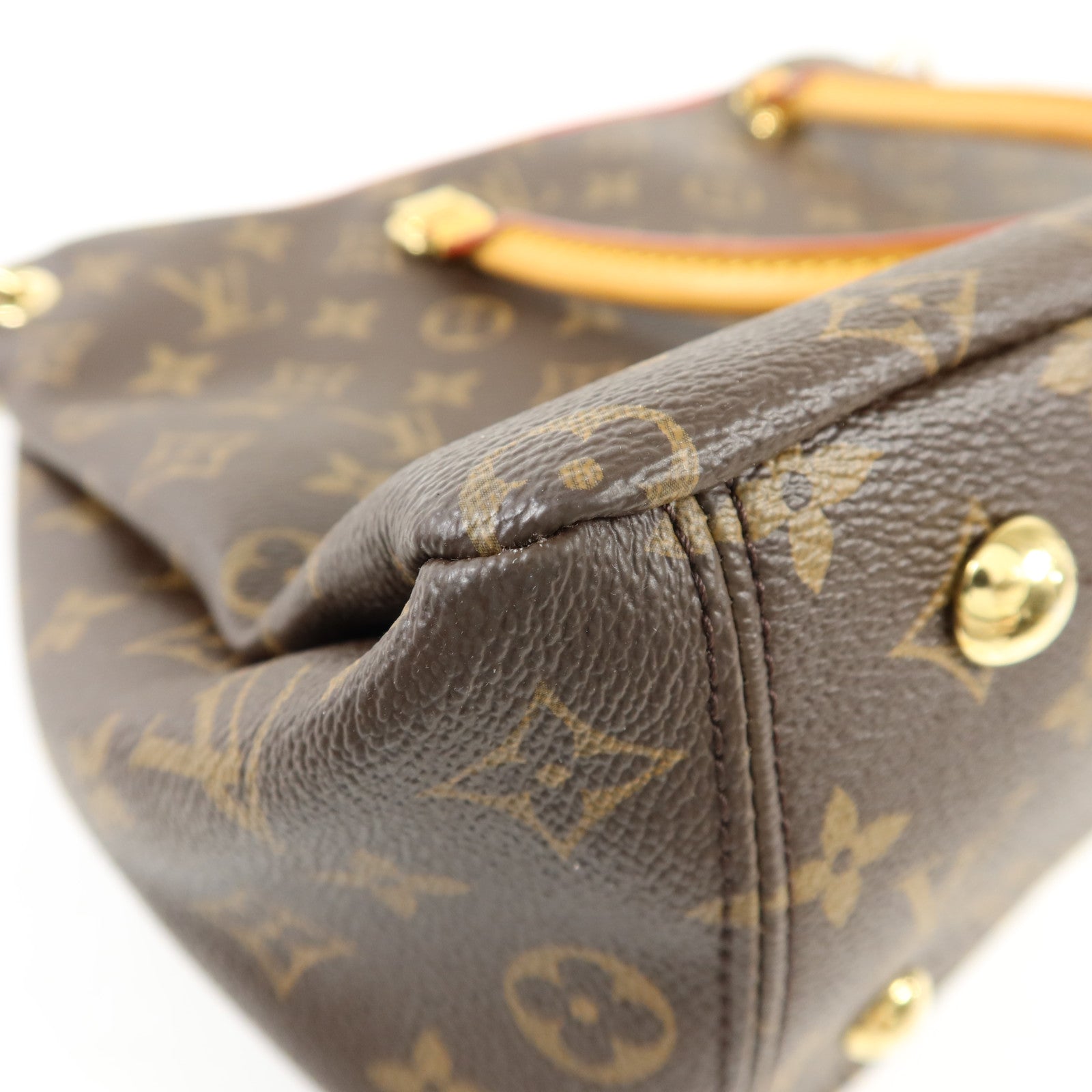 LOUIS VUITTON Monogram Pallas金扣手挽肩背兩用袋棕色/紅色