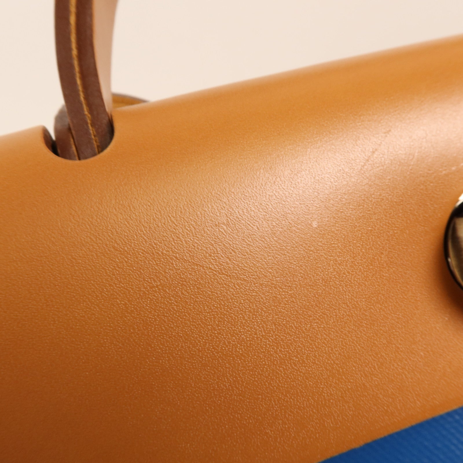 HERMES 塗層帆布Herbag PM銀扣手挽肩背兩用袋Bleu Izmir