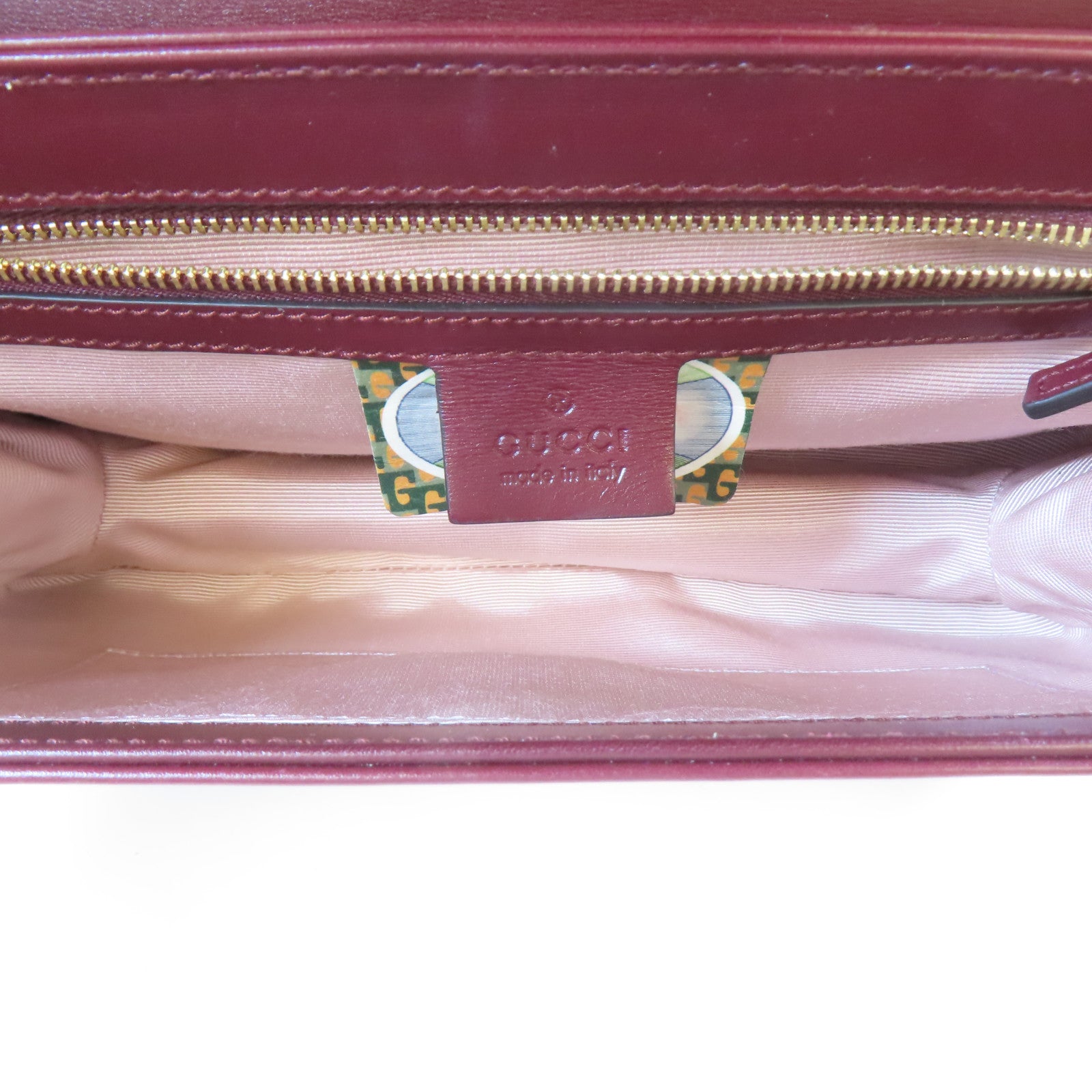 GUCCI 【激減優惠】牛皮皮革Rajah Medium Shoulder Bag金扣鏈帶肩背袋深紅色