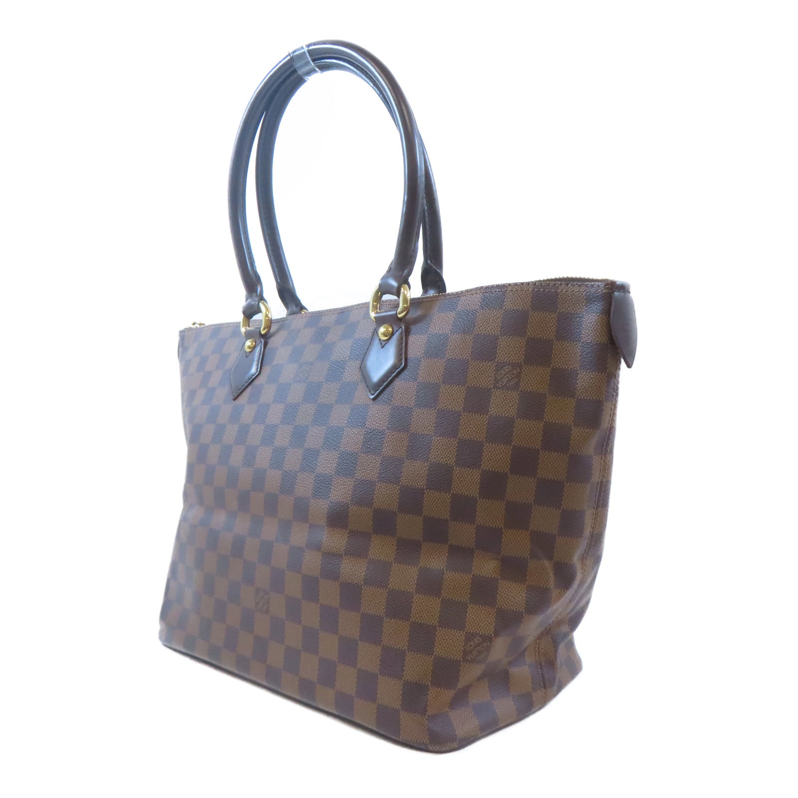 LOUIS VUITTON Damier Saleya MM金扣肩背袋啡色