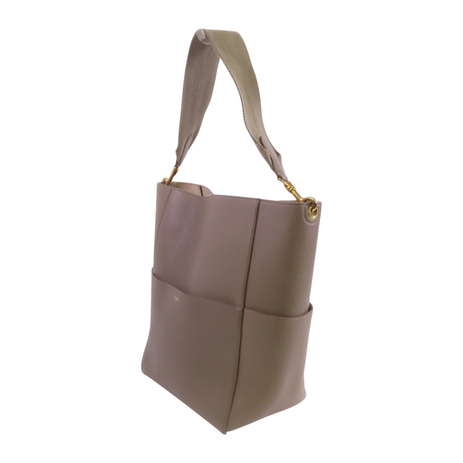 CELINE 牛皮皮革Sangle Bucket Bag金扣肩背袋