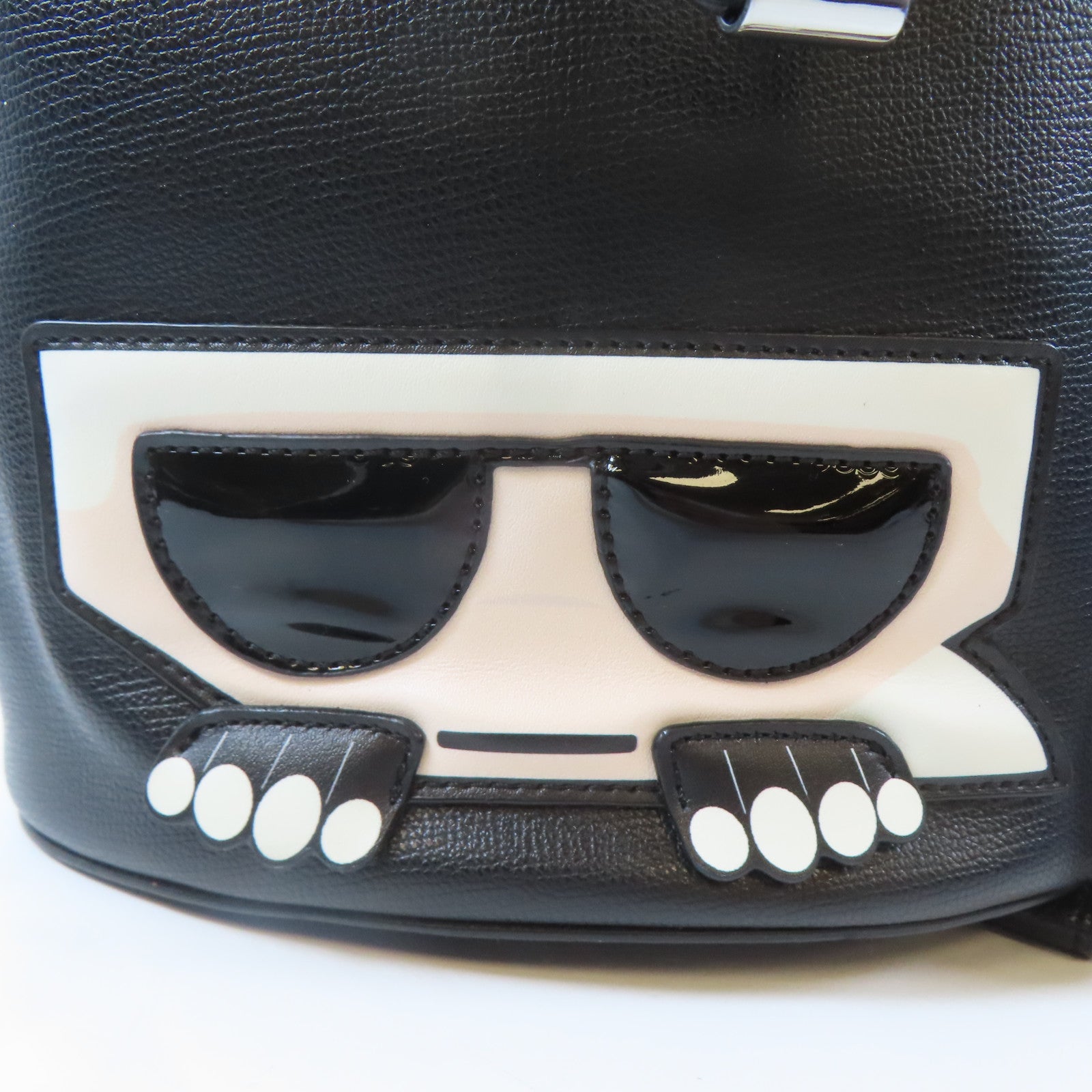 KARL LAGERFELD 牛皮皮革Karl Lagerfeld 2 Way Bucket Bag銀扣手挽肩背兩用袋黑色