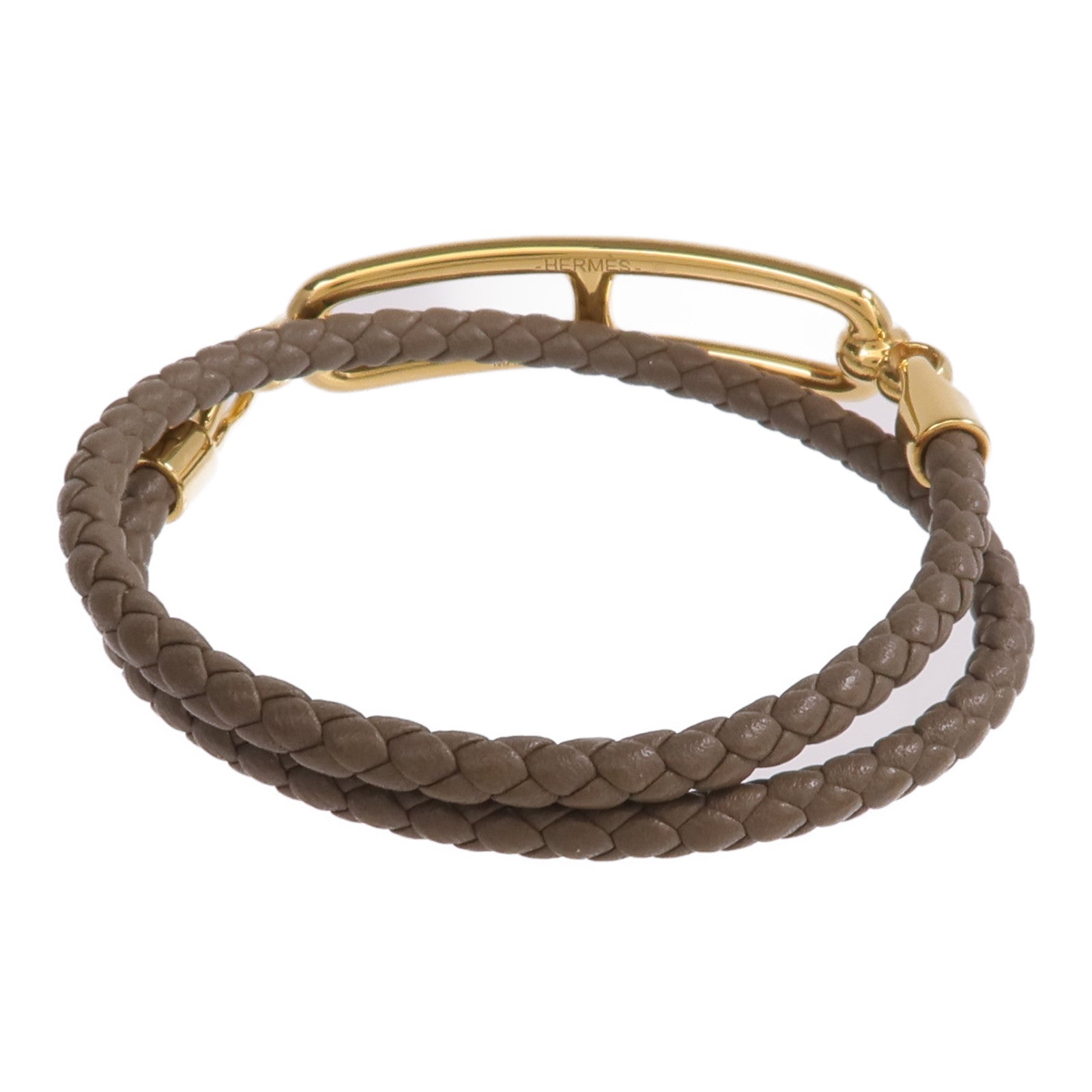 HERMES Swift皮革Roulis Double Tour手帶Etoupe