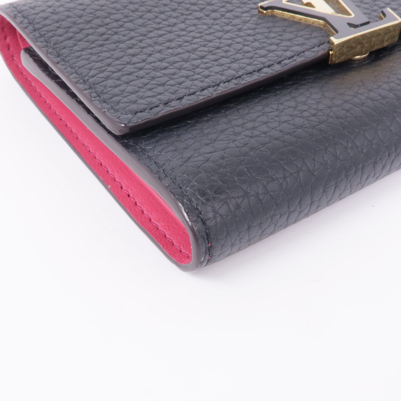 LOUIS VUITTON 【激減優惠】牛皮皮革Capucines Compact Wallet金扣錢包