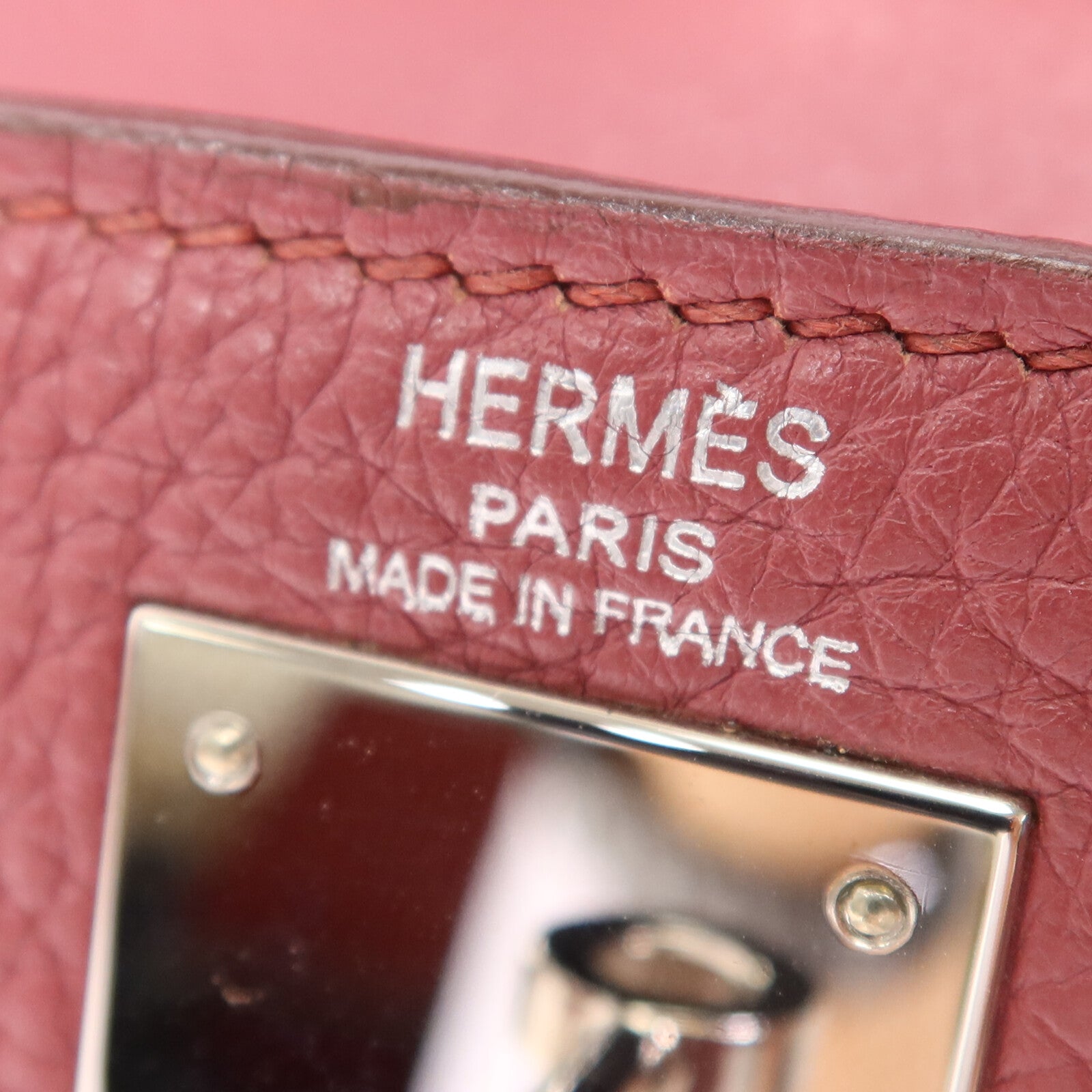 HERMES Togo皮革Kelly 28銀扣手挽肩背兩用袋Bois de Rose