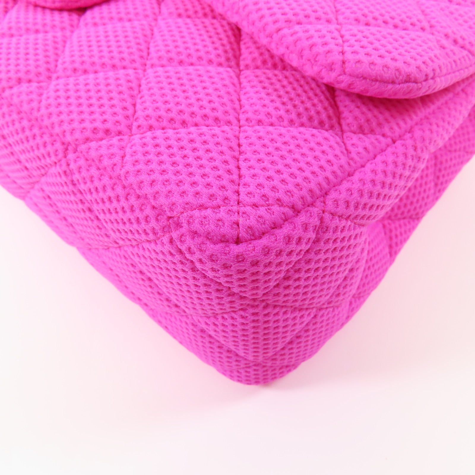 CHANEL 布料Large Classic銀扣鏈帶肩背袋