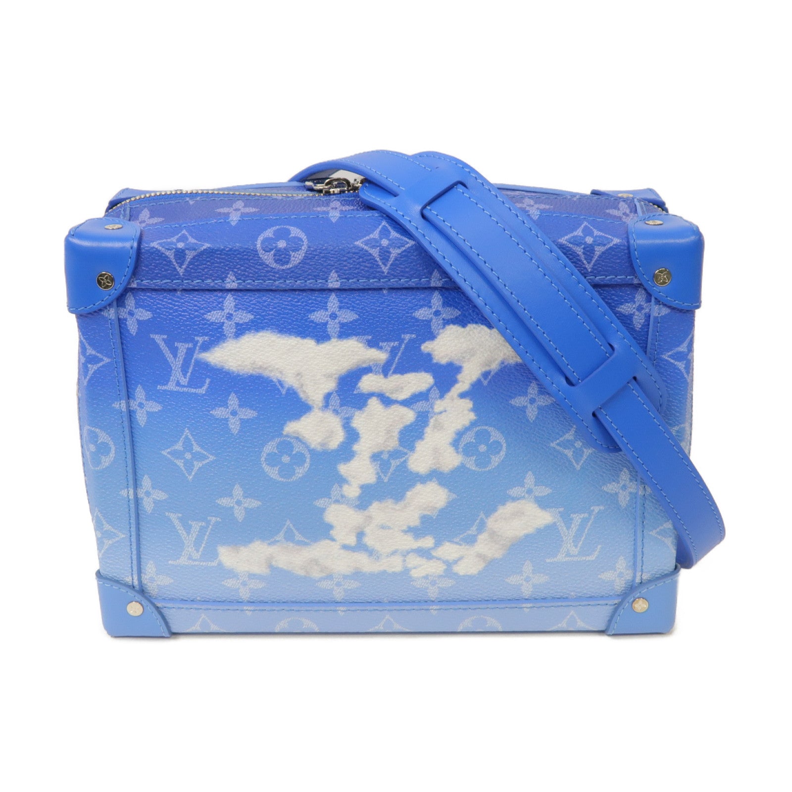 LOUIS VUITTON Monogram Clouds Soft Trunk銀扣肩背袋藍色